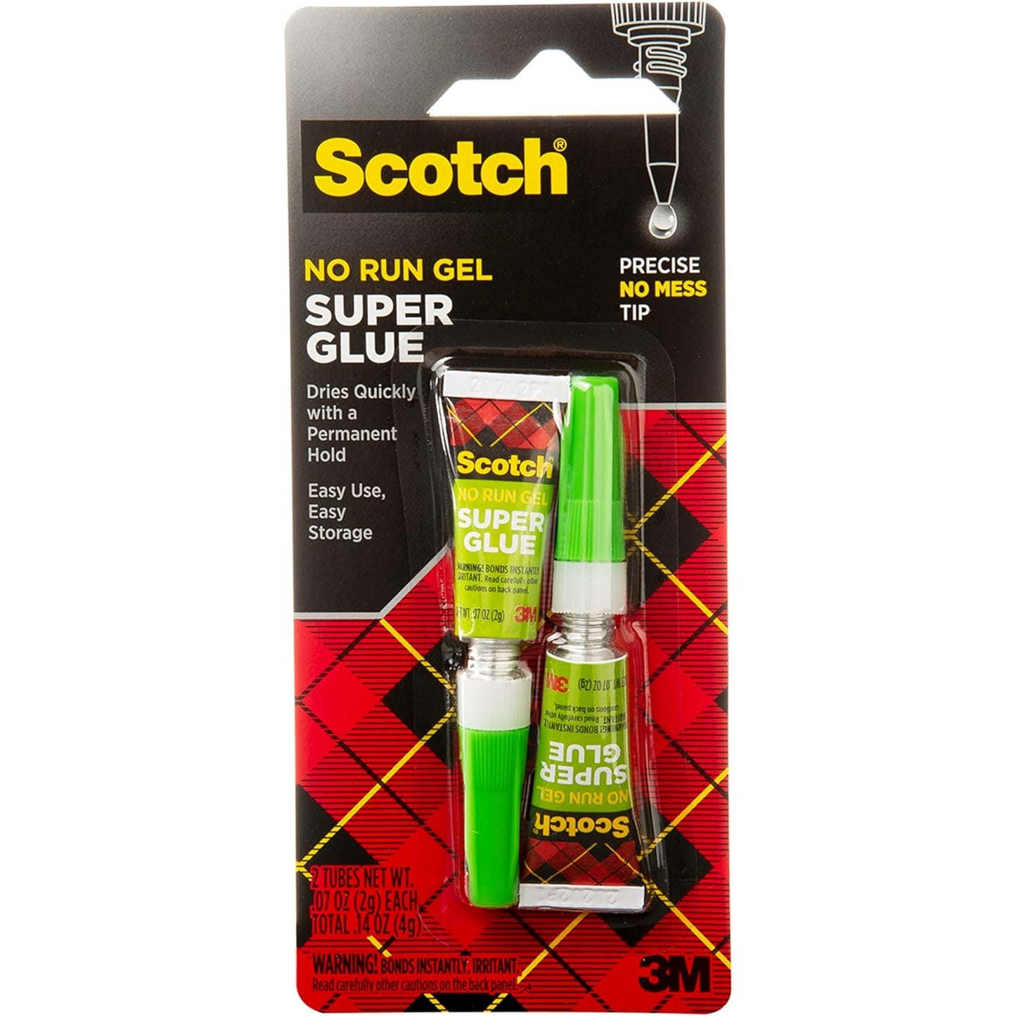 Scotch Super Glue Gel 0.017 oz (0.48gr.) per Tube Clear color, 4 tubes/pack | Strong Adhesion | Instant Bonding | Glue Liquid with Precision Applicator | All purpose | Fast Drying | Super Glue - Medaid - Lebanon