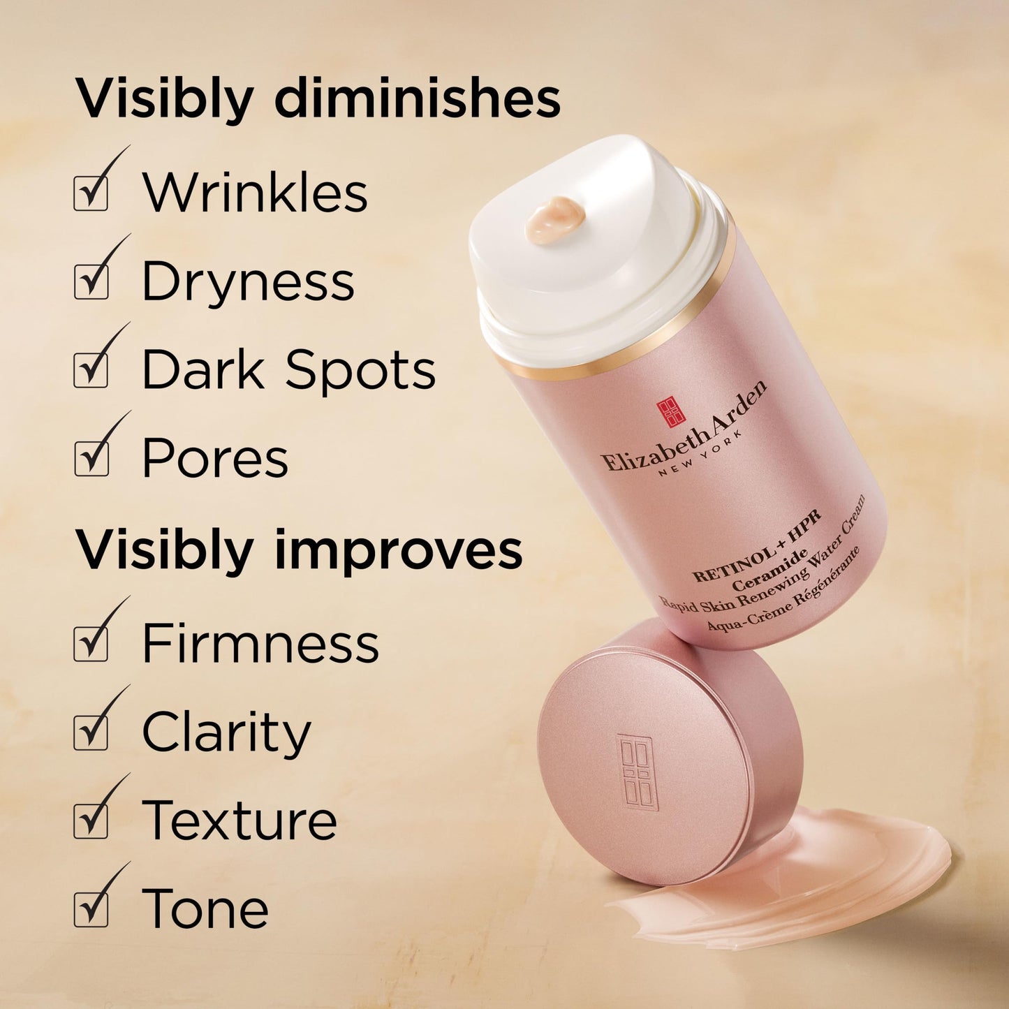 Elizabeth Arden Retinol + HPR Ceramide Rapid Skin Renewing Water Cream Face Moisturizer, Anti-Aging Wrinkle Treatment, Niacinamide, Hyaluronic Acid, Ceramides & Peptides, 1.7 fl oz - Medaid International