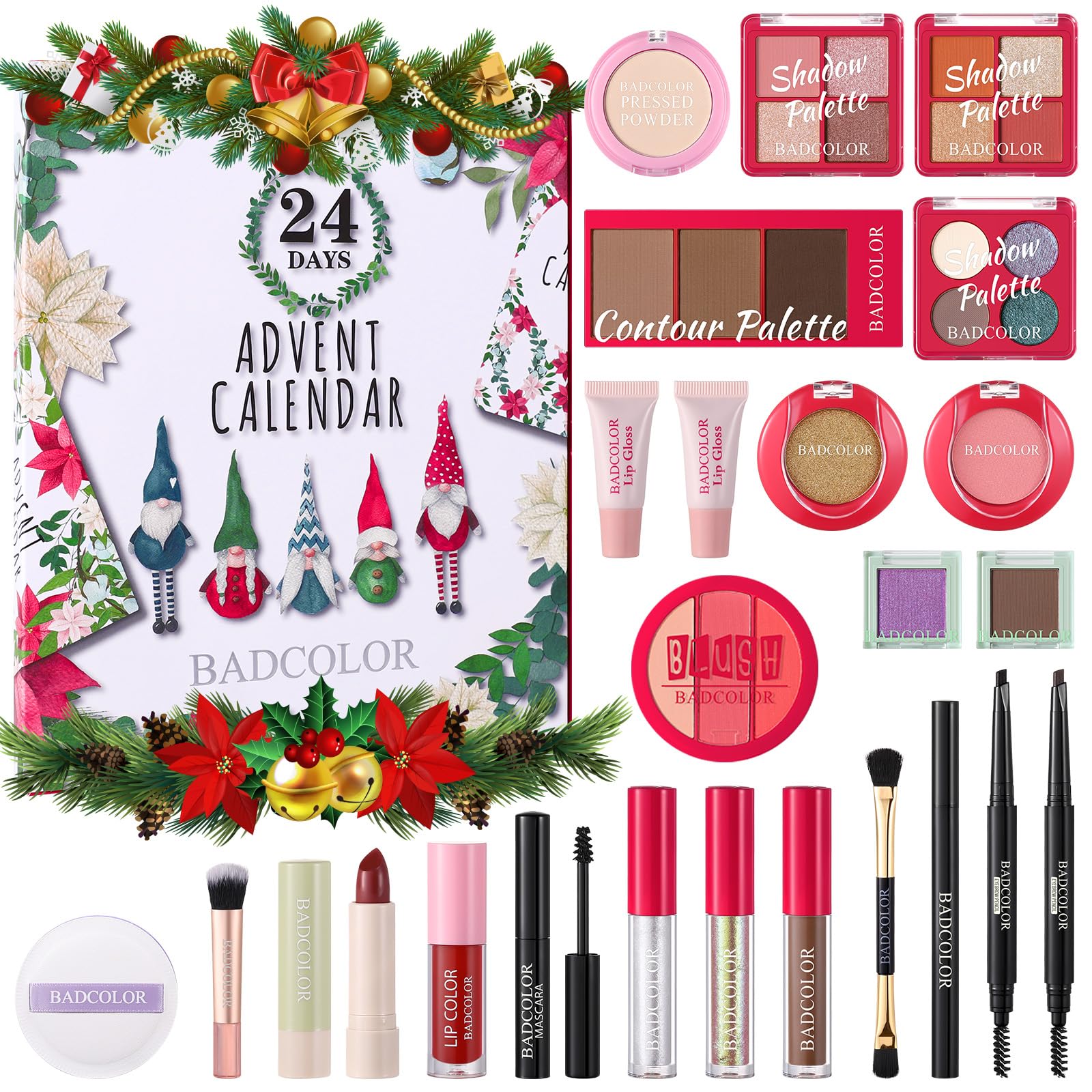 Makeup Advent Calendar 2025, 24 Days Christmas Countdown Calendar Surprise Gift Kit, Xmas Holiday Festival Cosmetic Starter Makeup Set with 24 Beauty Boxes for Women Girls Teens - Medaid International