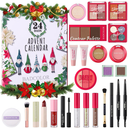 Makeup Advent Calendar 2025, 24 Days Christmas Countdown Calendar Surprise Gift Kit, Xmas Holiday Festival Cosmetic Starter Makeup Set with 24 Beauty Boxes for Women Girls Teens - Medaid International