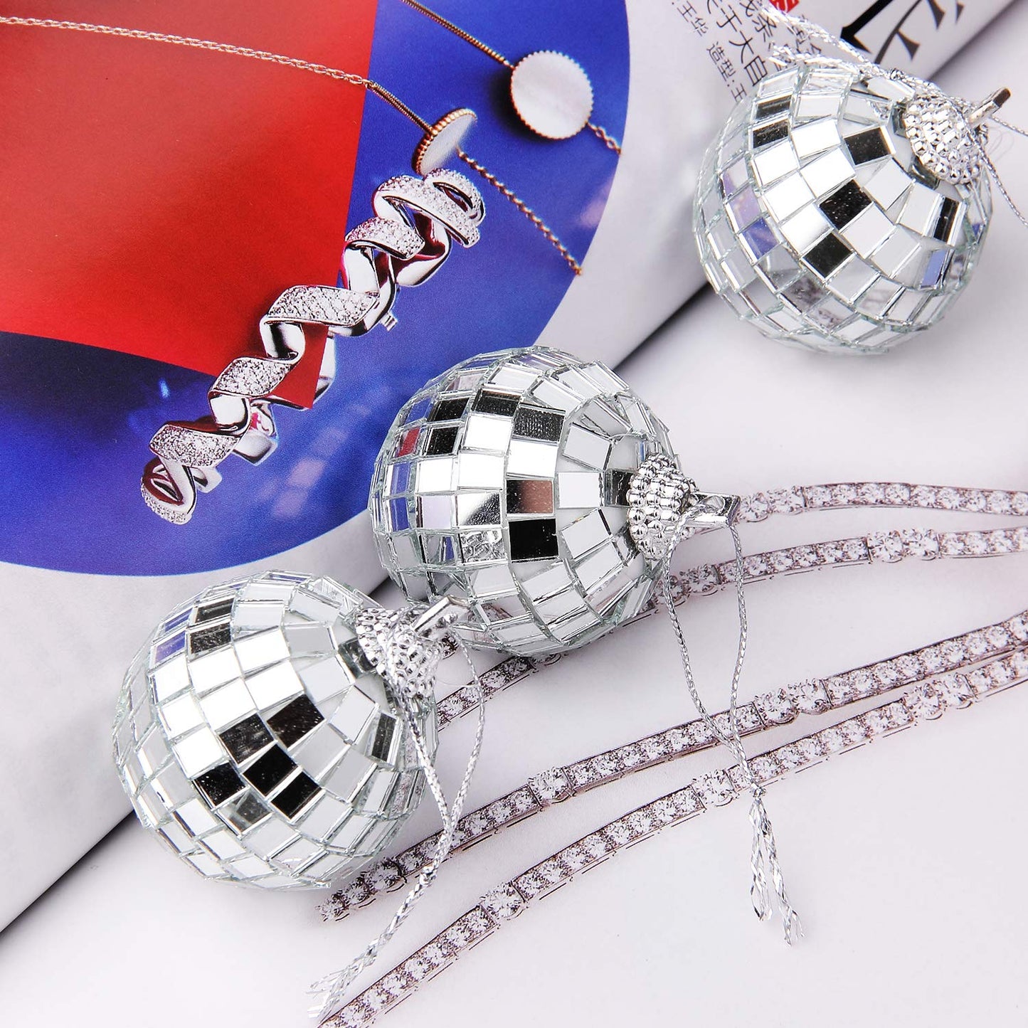 12 Pcs Silver Disco Mirror Ball for Party Decoration, Christmas Tree Wedding Birthday Party Ornaments(4CM) - Medaid International