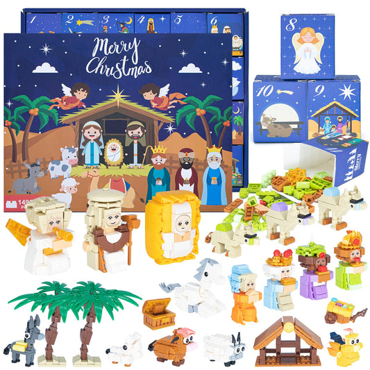 Nativity Advent Calendar 2025 Building Blocks-24 Days of Nativity Scene Set,Christmas Building Countdown Calendar,Stocking Stuffer Building Toys for Boys,Girls,Teens & Adults Ages 6+ - Medaid International