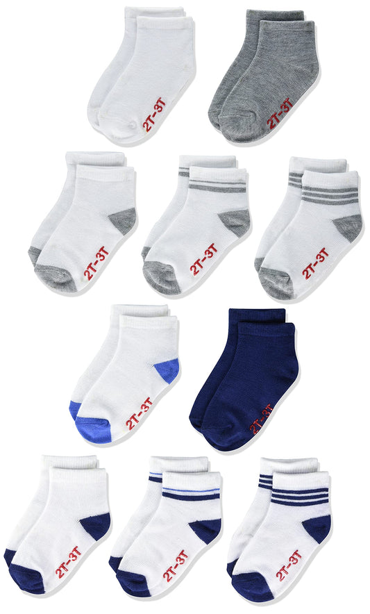 Hanes baby boys Lightweight Ez Sort Ankle Socks, 10-pair Pack Socks, Assorted, 2-3T US - Medaid International