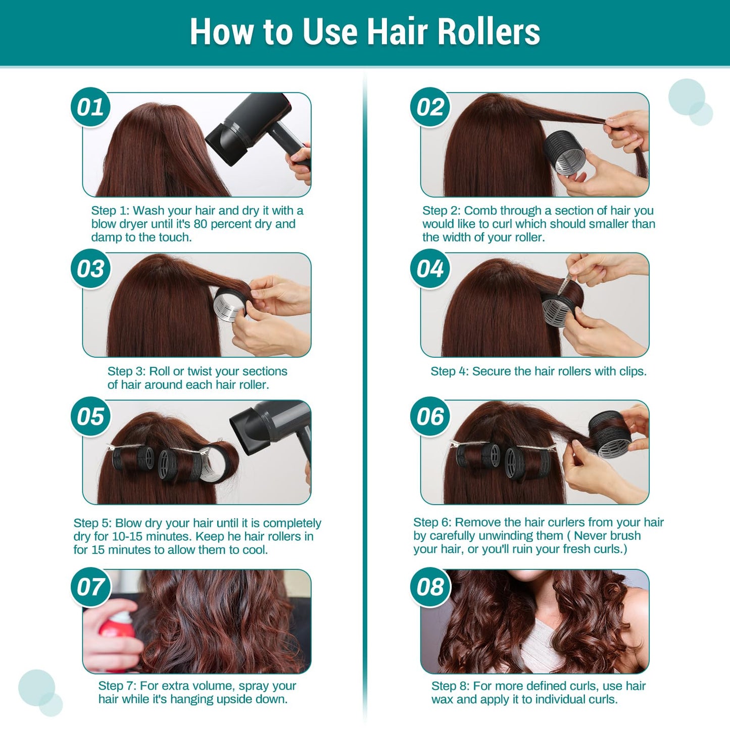 Acejoz Hair Rollers for Blowout Look, 38 Pcs Self Grip Hair Rollers Set with 4 Sizes, 12 Pcs Hair Clips, Comb and Storage Bag for Hair Volume (Black) - Medaid International