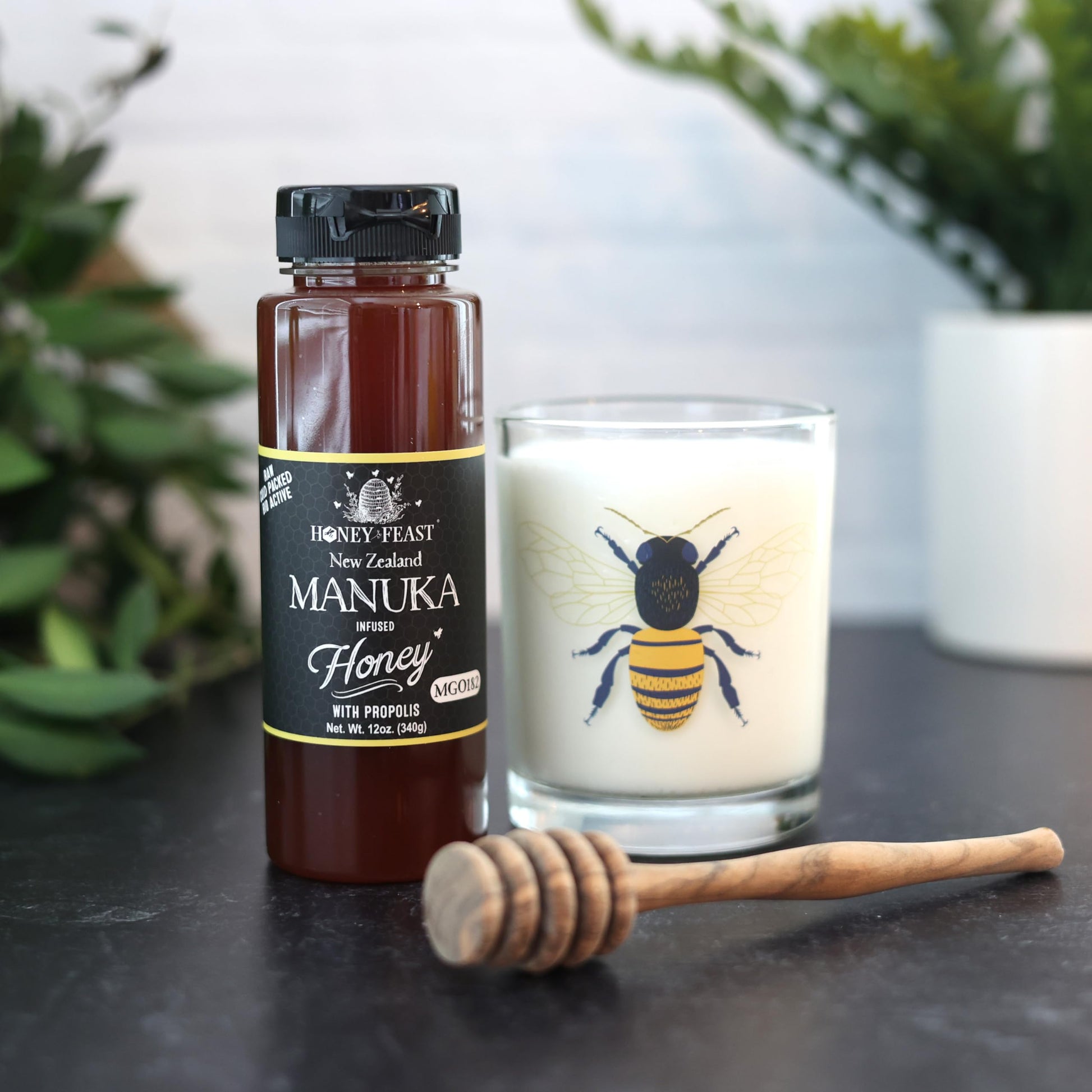 HONEY FEAST New Zealand Manuka Infused Honey with Propolis 12oz - Raw Manuka Honey, Patent Pending Formula, MGO182 Rating, Manuka Honey New Zealand - Medaid International