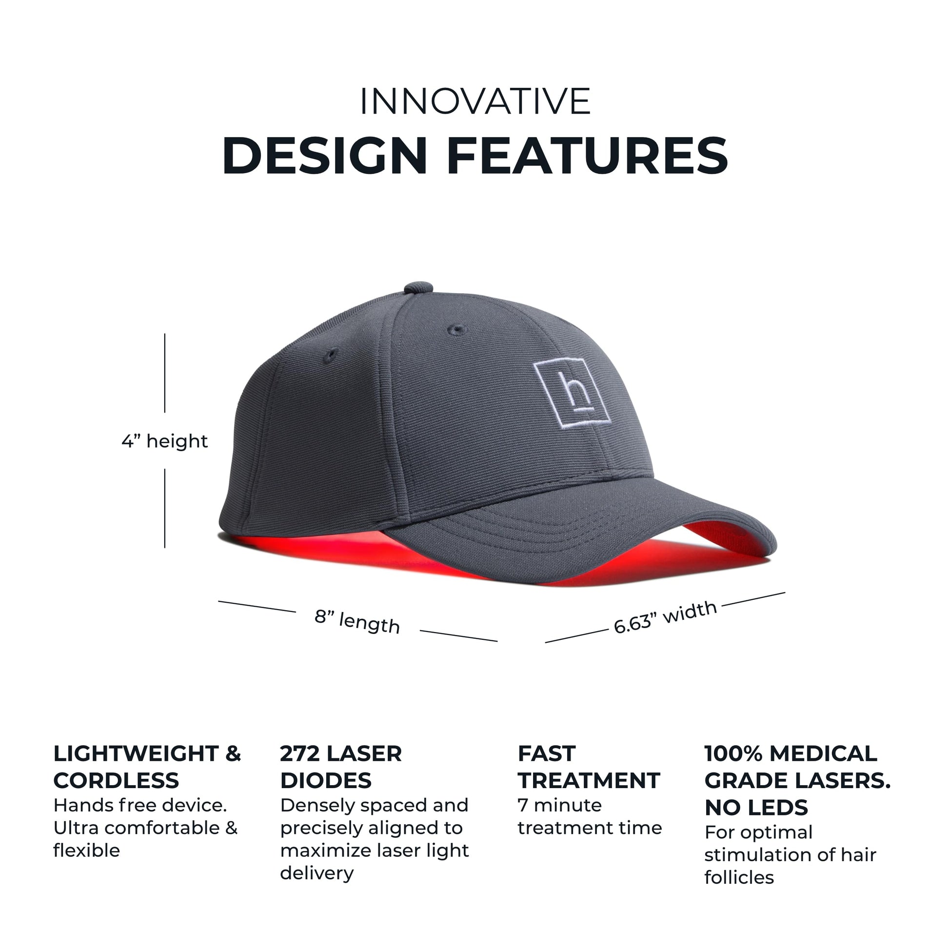 Hairmax PowerFlex 272 Laser Cap - (FDA Cleared) Thinning Hair Loss Solution for Men & Women - Flexible Cordless Design With 7 Minute Treatment Time - Red Light Therapy to Stimulate Hair Growth - Medaid International