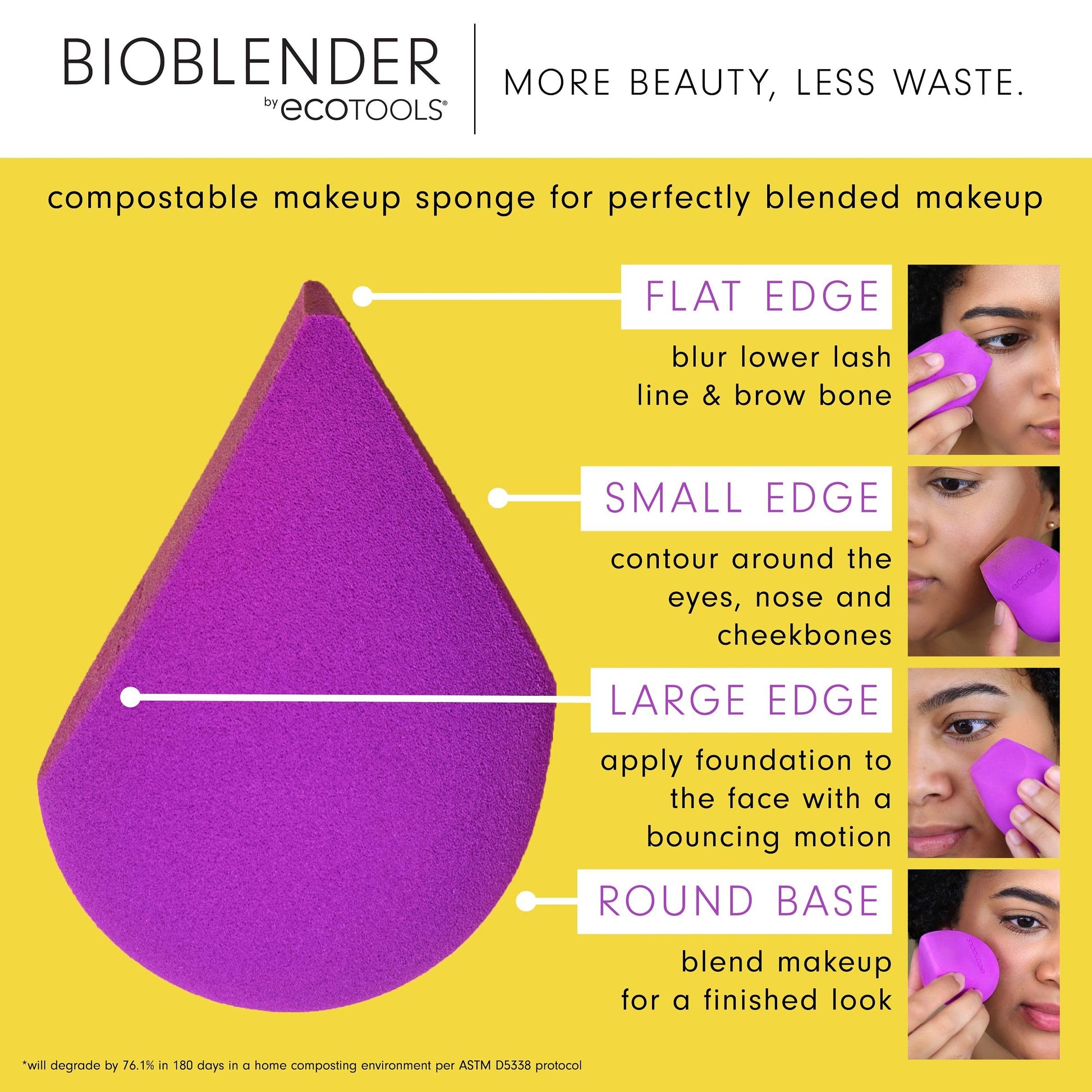 EcoTools Bioblender Makeup Sponge, Compostable Makeup Blender, For Liquid & Cream Foundation, Sustainable, Seamless Application, Eco-Friendly Beauty Sponge, Cruelty-Free & Latex Free, 1 Count - Medaid International