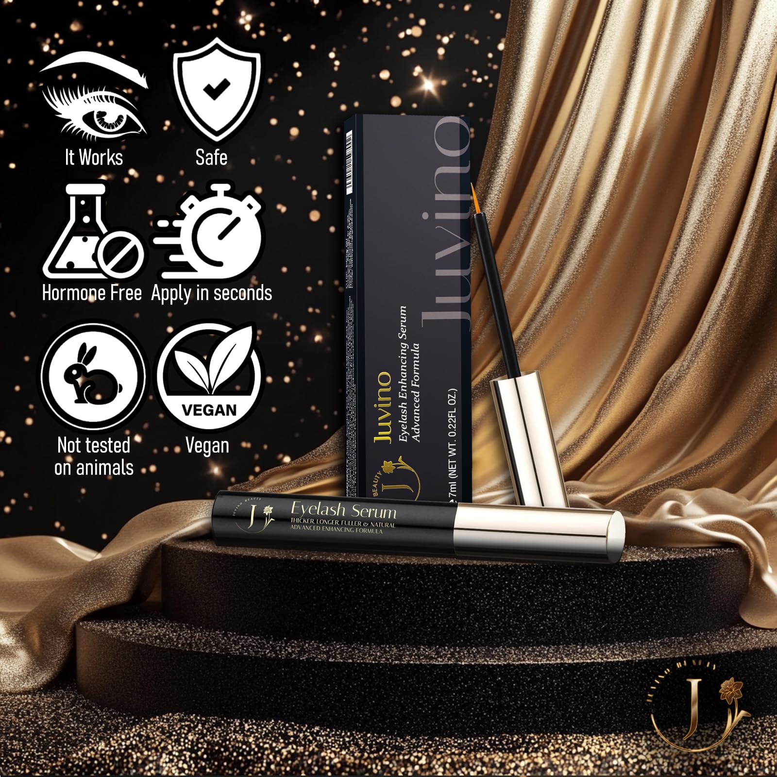 Eyelash Growth Serum for Lash Enhancing: 5ml Natural Power Booster Formula – Advanced Enhancer for Thicker, Longer Lashes – Gentle and Vegan (0.1 Fl Oz (Pack of 1), Unscented) - Medaid International