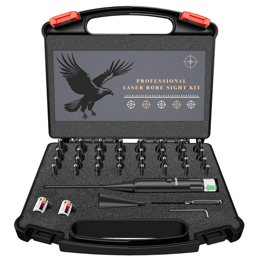 Bore Sight Laser Professional Green Laser Bore Sight Kit with 32 Adapters fit 0.17 to 12GA Calibers, Multiple Caliber Green Bright Bore Sighter Laser Powerful Support for All Gun, Rifle, Pistol - Medaid International