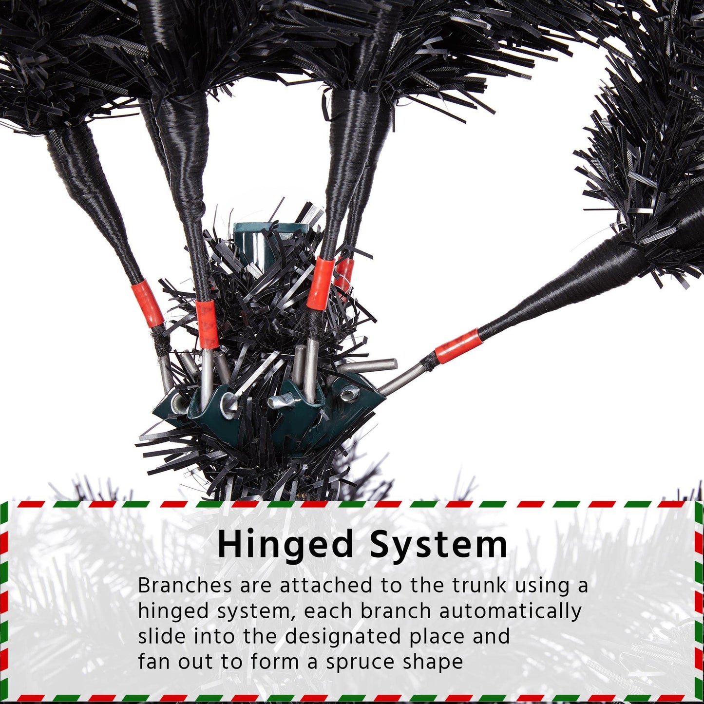 Yaheetech 7.5ft Black Artificial Christmas Pine Tree Seasonal Holiday Carnival Home Party Decoration for Home, Office Indoor Outdoor with 1749 Branch Tips and Foldable Stand - Medaid International