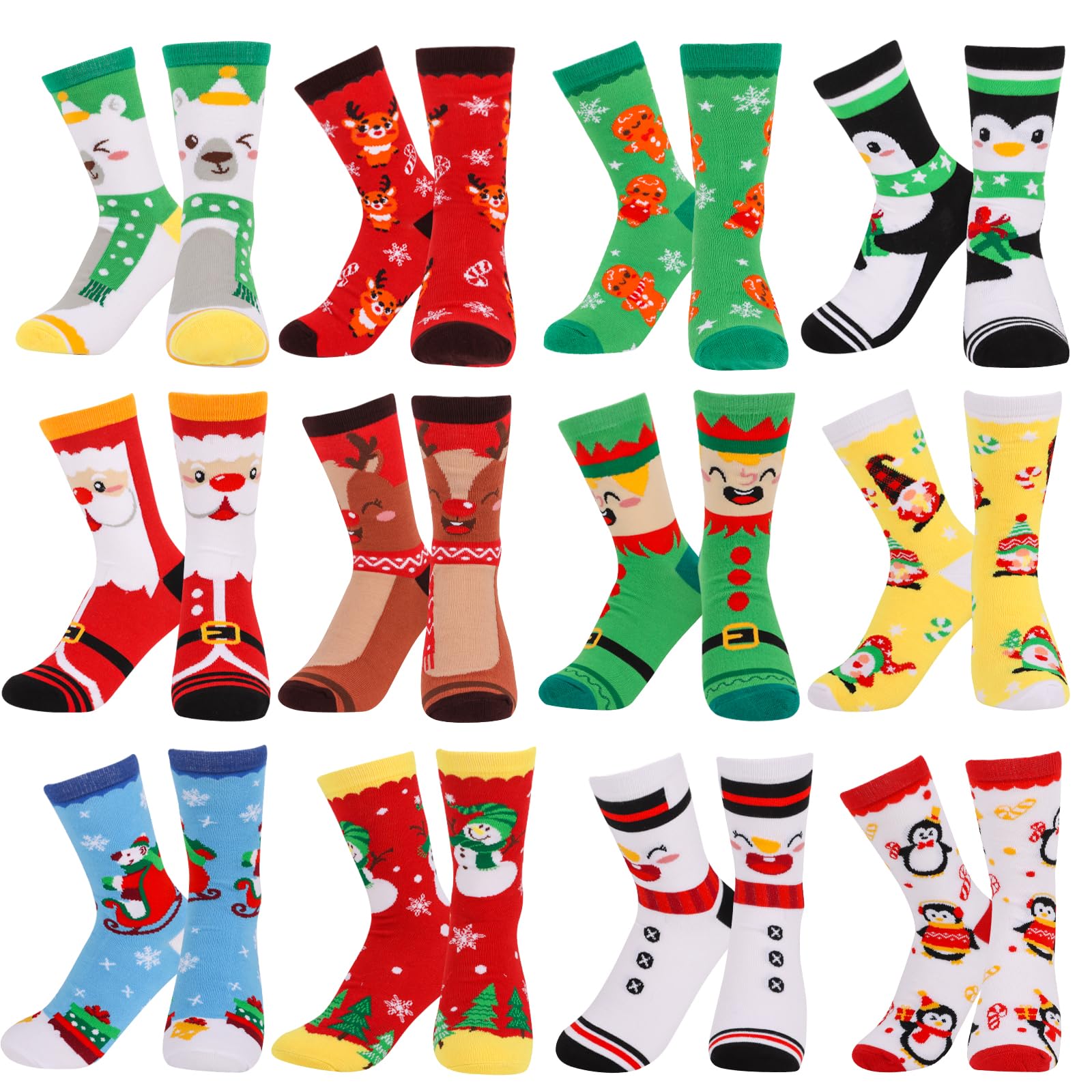 CCINEE 12 Pairs Christmas Holiday Socks Unisex, Festive Christmas Socks Bulk Novelty Cozy Cotton Sock for Adults Women Men Winter Xmas Holiday Gifts Stocking Stuffers - Medaid International