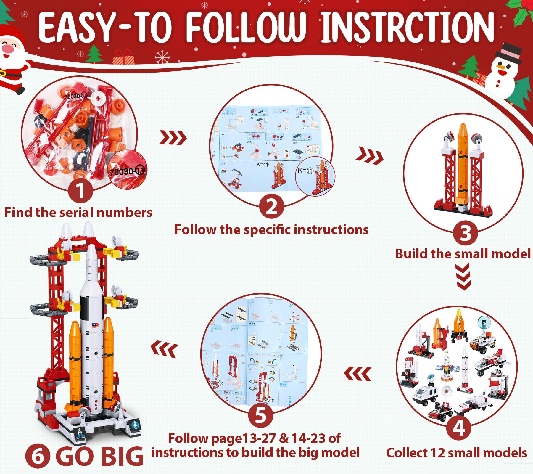 Kids Advent Calendar 2025 for Boys, 24 Days Christmas STEM Space Building Blocks Countdown Calendar Gifts Box with 12-in-1 Rocket Spaceship Shuttle Launcher Bricks Toy Set for Kids Teens Girls Age 6+ - Medaid International