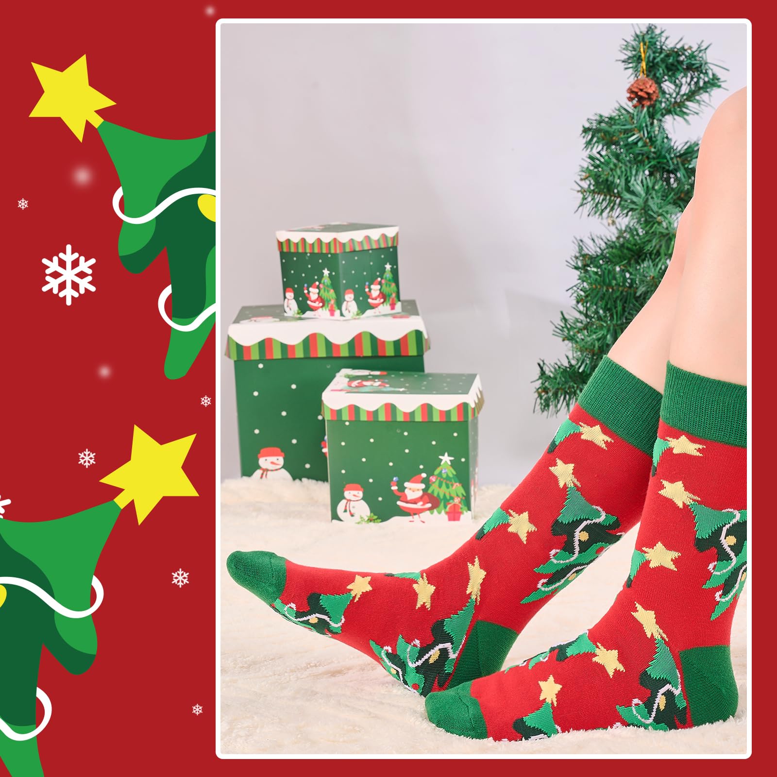 Christmas Socks for Women Men, Fun Santa Novelty Socks with Colorful Christmas Pattern Designs， Perfect Christmas Gifts - Medaid International