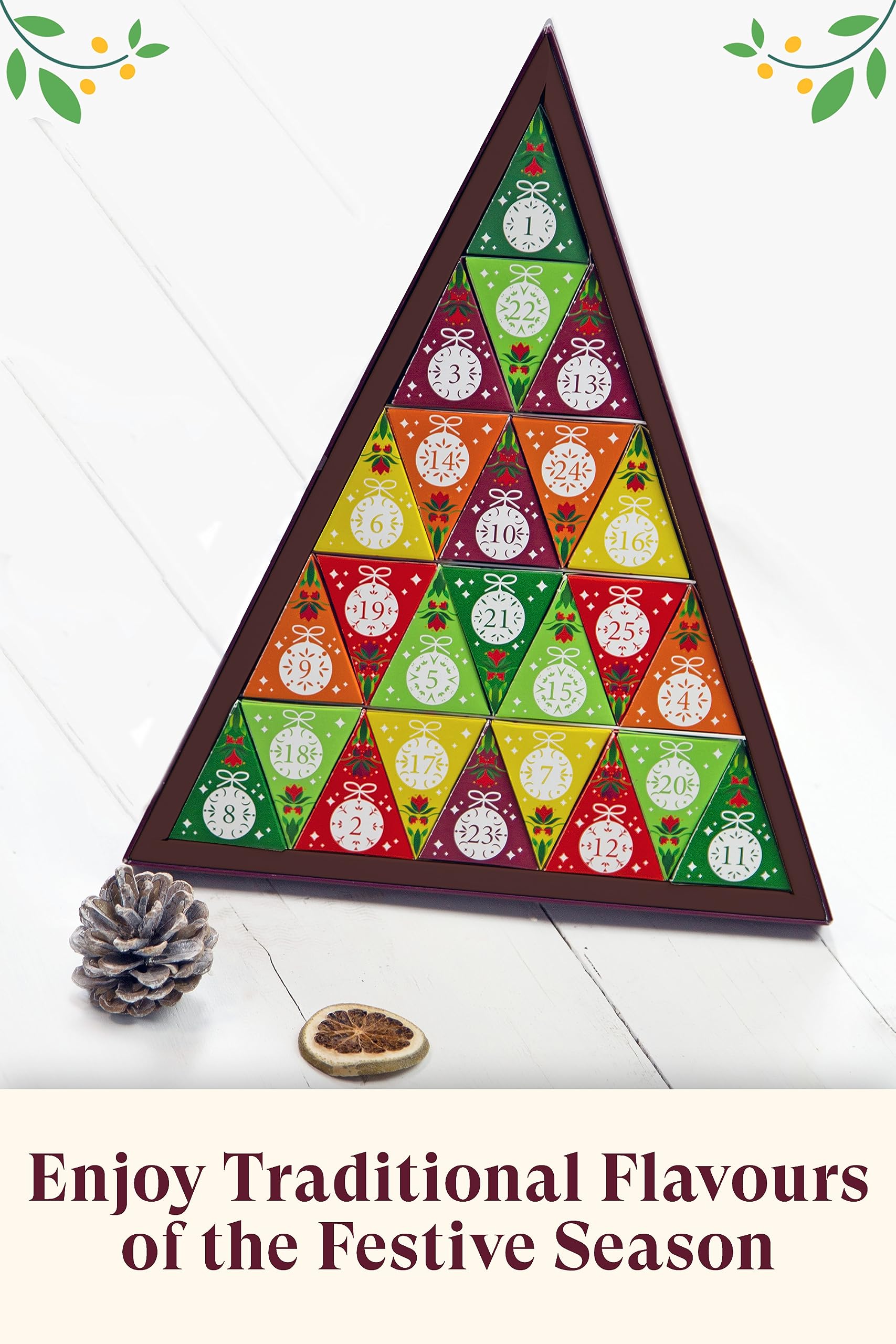 English Tea Shop Advent Calendar Nativity- 25 Pyramid Biodegradable Tea Bags - Medaid International