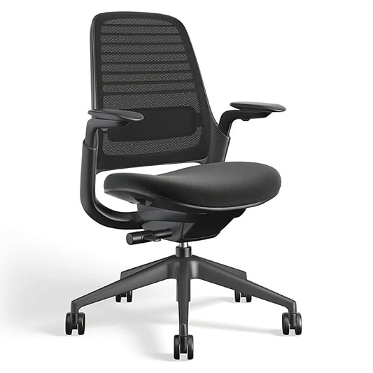 Steelcase Series 1 Office Chair - Ergonomic Work Chair with Wheels for Carpet - Helps Support Productivity - Weight-Activated Controls, Back Supports & Arm Support - Easy Assembly - Licorice - Medaid International