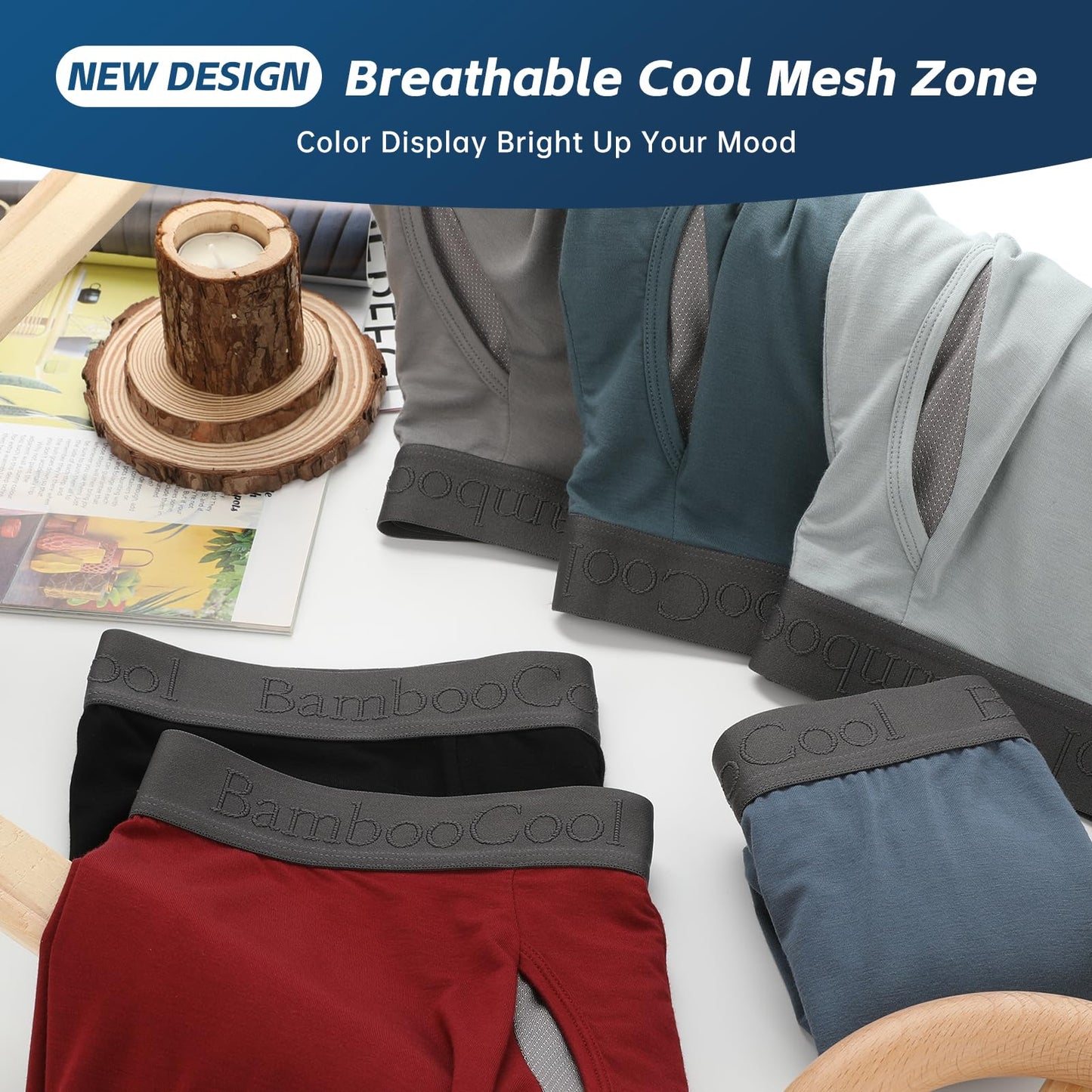 BAMBOO COOL Men's Ultra Breathable Underwear Mesh Boxer Briefs with Lightwight Wasitband,No Ride Up,Multipack - Medaid International
