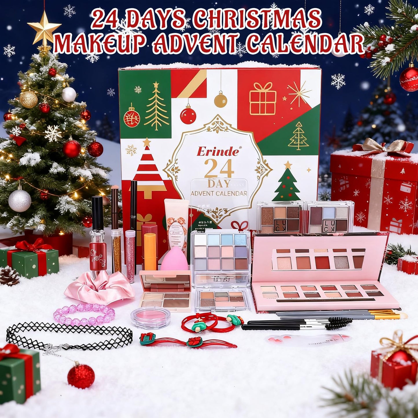 Erinde Makeup Advent Calendar 2025, 24 Days Christmas Gift Makeup Set for Teen Girls & Women, 2025 Xmas Holiday Countdown Calendar Beauty & Cosmetics Holiday Surprise Make Up Gift Kits for Women - Medaid International