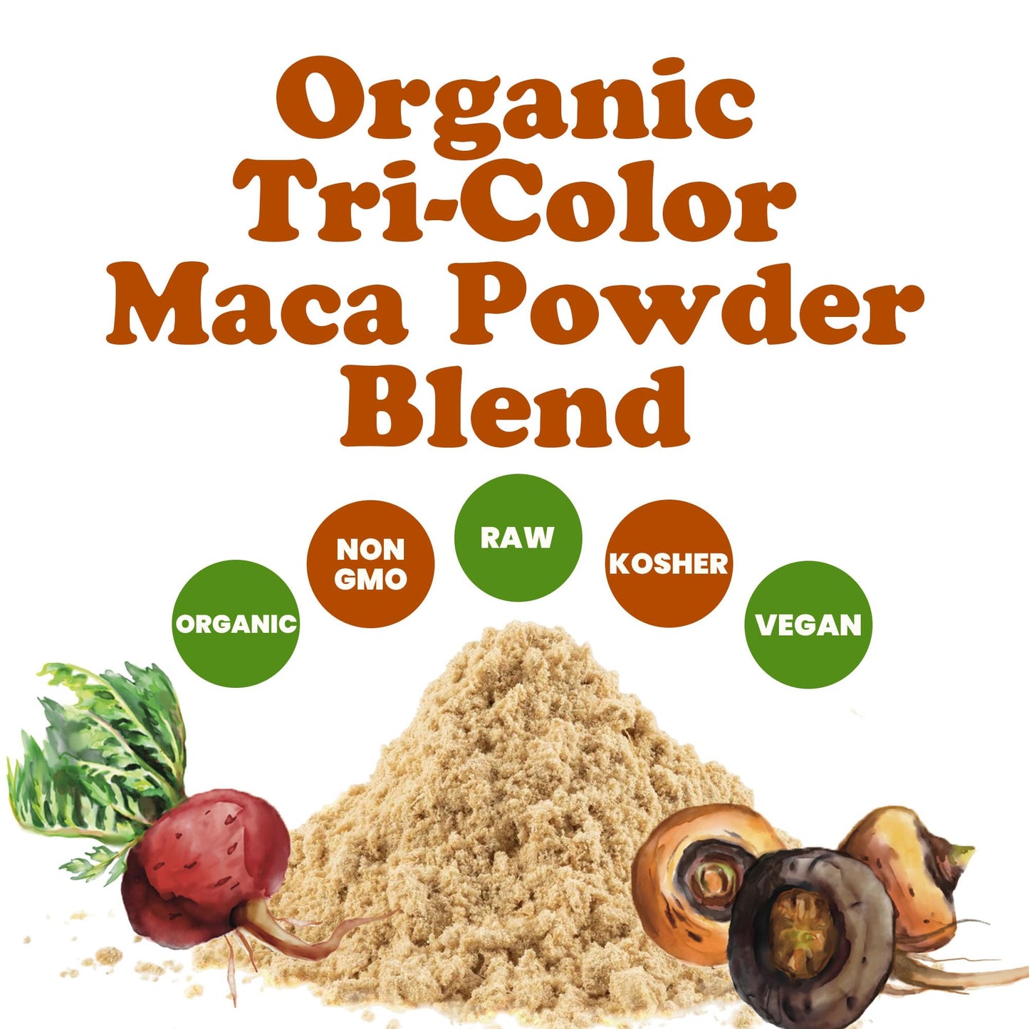 Food to Live Organic Tri-Color Maca Powder Blend, 1 Pound Red, Yellow and Black Maca for Energy, 100% Natural Superfood, Perfect for Baking and Smoothies, Non-GMO, Vegan, Kosher, Bulk - Medaid International