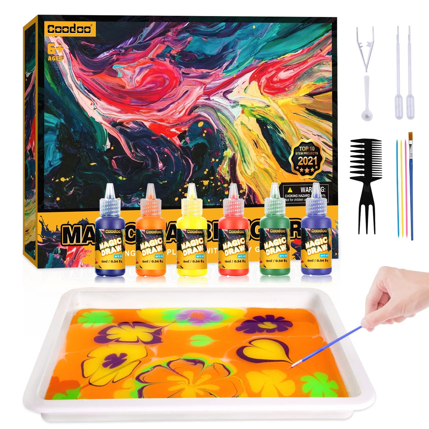 Water Marbling Paint for Kids - Arts and Crafts for Girls & Boys Crafts Kits Ideal Gifts for Kids Age 6-8 8-12 - Medaid International