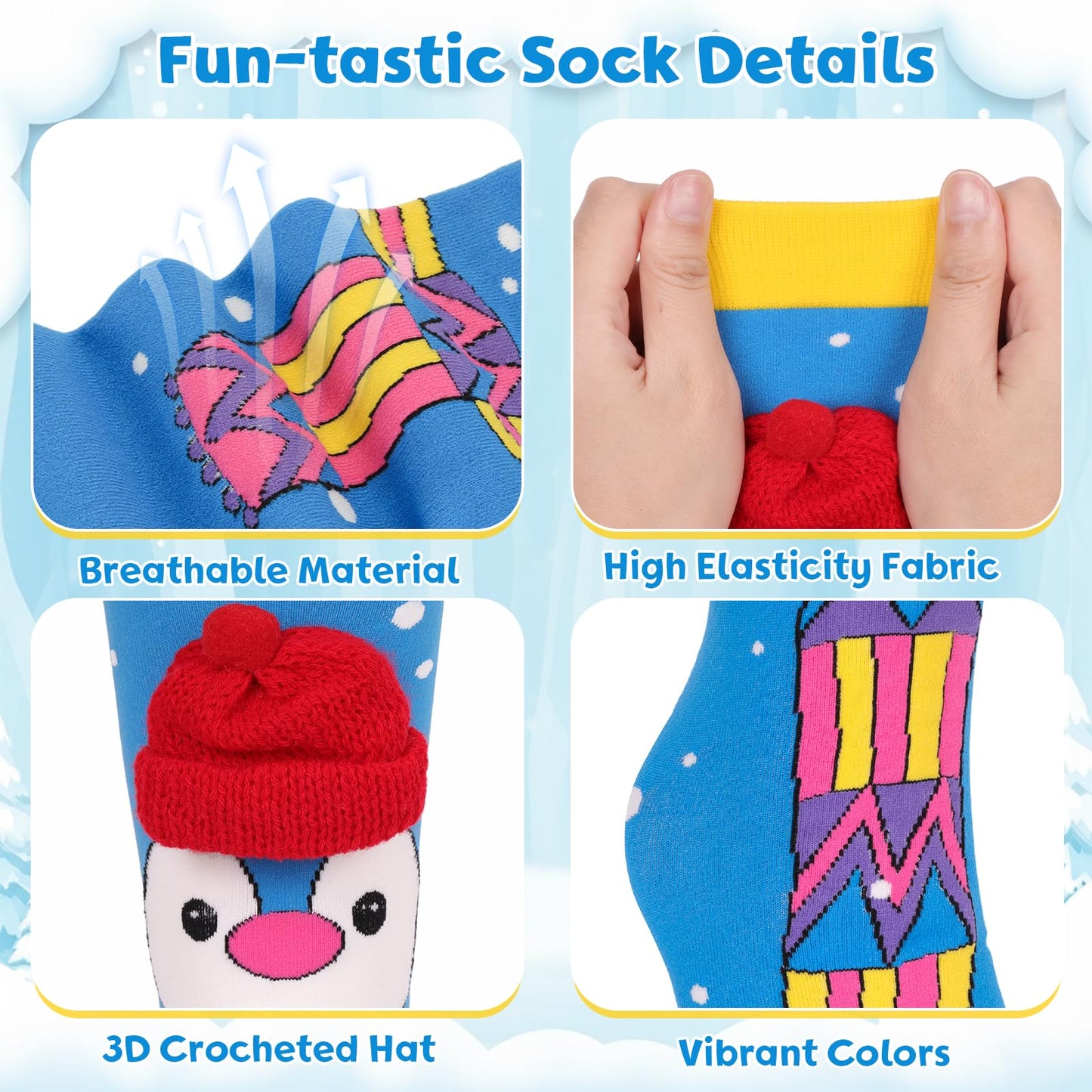 COZYMATE Crazy Socks for Kids - Funny Silly Knee High Animal Socks for 3-12 Years Boys Girls Crazy Sock Day Xmas Gifts (US, Age, 3 Years, 12 Years, Penguin) - Medaid International