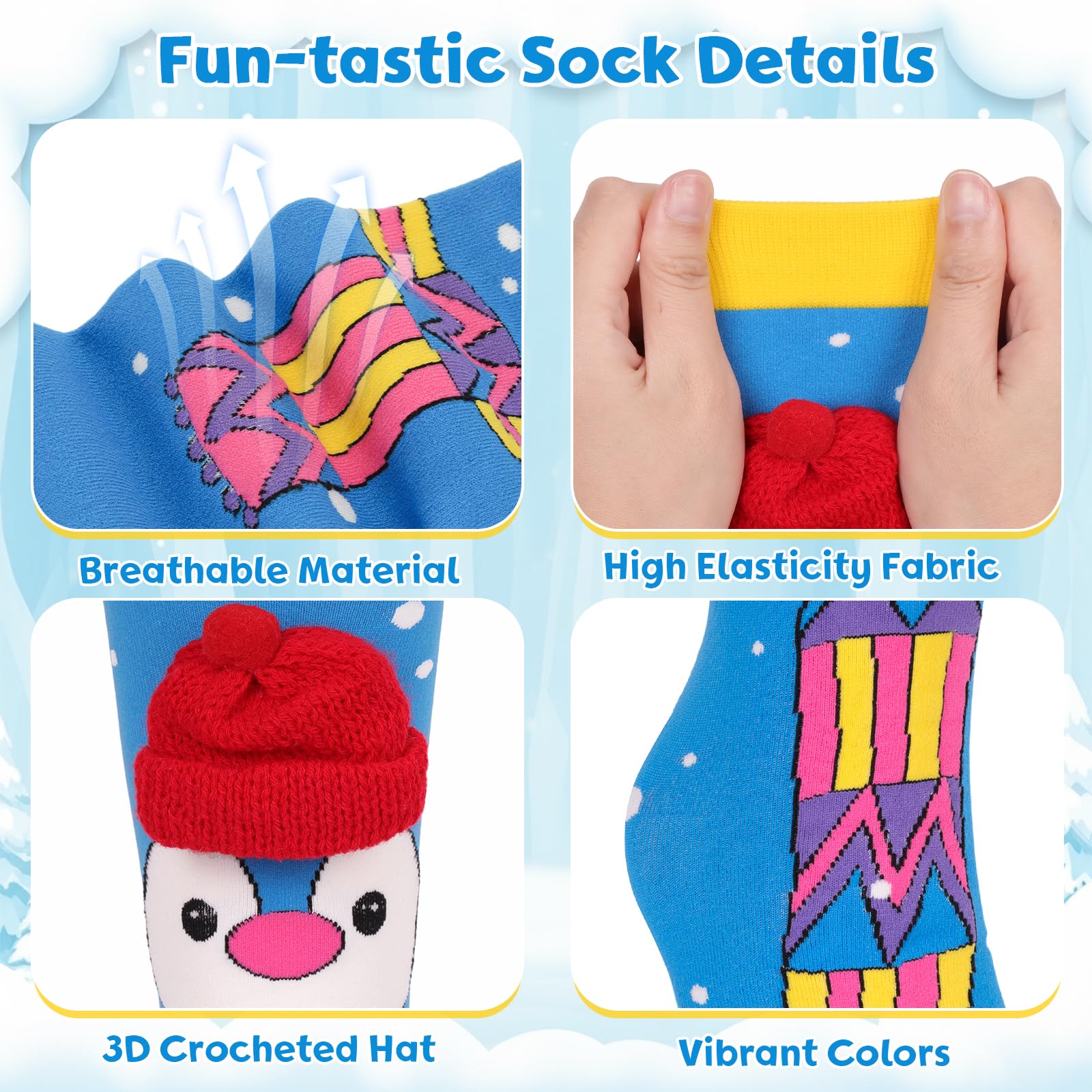 COZYMATE Crazy Socks for Kids - Funny Silly Knee High Animal Socks for 3-12 Years Boys Girls Crazy Sock Day Xmas Gifts (US, Age, 3 Years, 12 Years, Penguin) - Medaid International