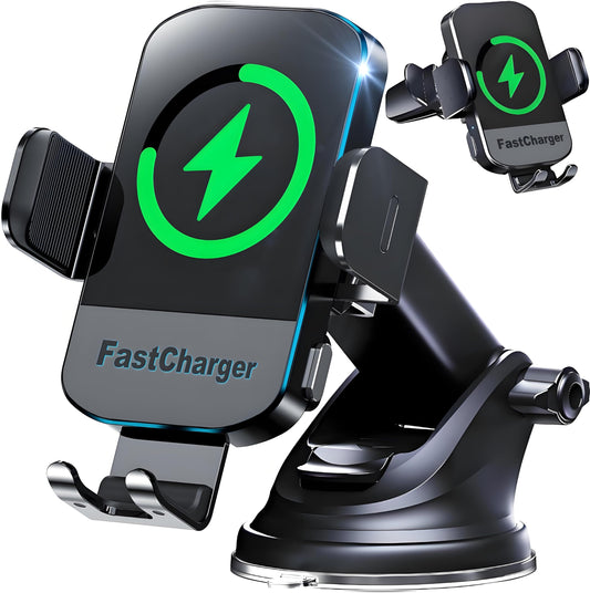 Wireless Car Charger, 2025 Upgrade 15W Fast Charging Auto Clamping Car Phone Holder Charger, Phone Holders for car, CHGeek,fit for iPhone 16 15 14 13 Mini Pro Max XR, Samsung Galaxy S25 Ultra - Medaid International