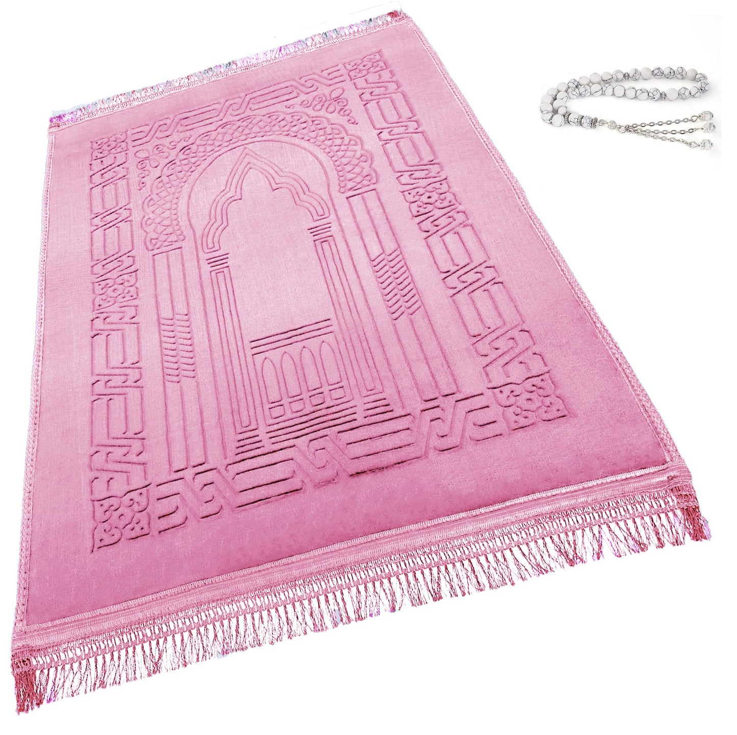 Islamika Prayer Rug Muslim Thick Islamic Rugs mat Carpet Beads Islam Gifts Gift Ramadan Men Women Kids Portable Prayer mats Turkish Style Green Color of Islam (C4) - Medaid International