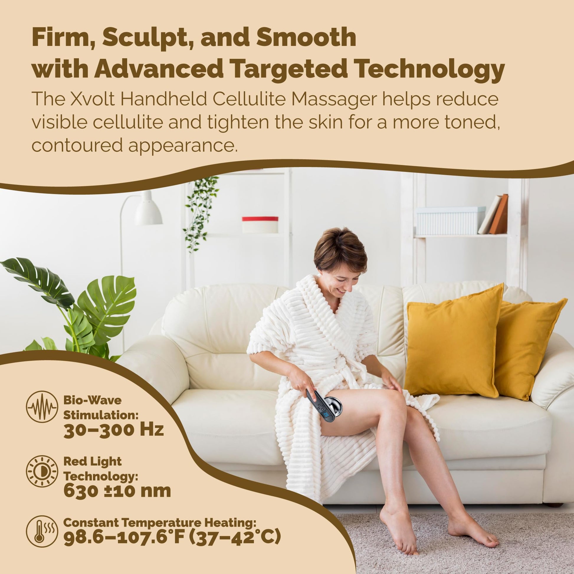 Xvolt Body Sculpting Cellulite Massager Machine - Fat & Skin Tightening Anti-Cellulite Device with Red Light Therapy - Home Electric Cellulite Remover for Abdominal Waist Belly Arm Leg - Medaid International