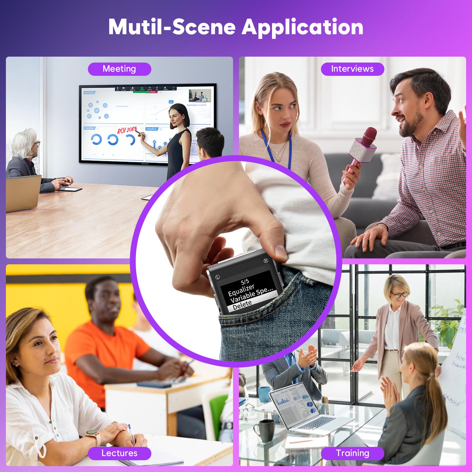 64GB Voice Recorder with Noise Reduction, 4800 Hours ZIPCIDE Dictaphone Voice Activated Recorder with Playback for Lectures Meetings, 1536Kbps Smart Audio Sound Tape Recording Device with Password - Medaid International