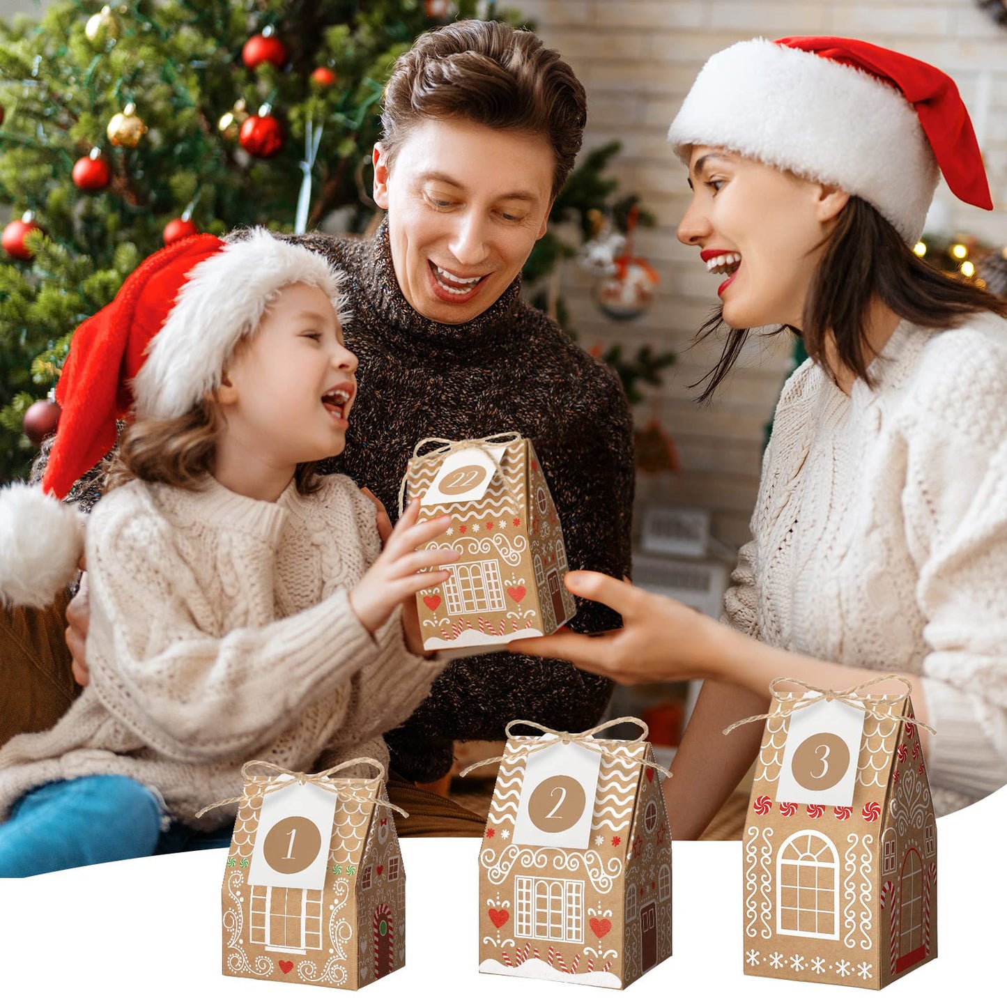 Woanger 24 Empty Advent Calendar Boxes to Fill, Christmas DIY Advent Calendar 24 Days Countdown Gift Xmas Gingerbread House Candies Treats Boxes for 2025 Xmas Holiday Decor(Stylish Style) - Medaid International