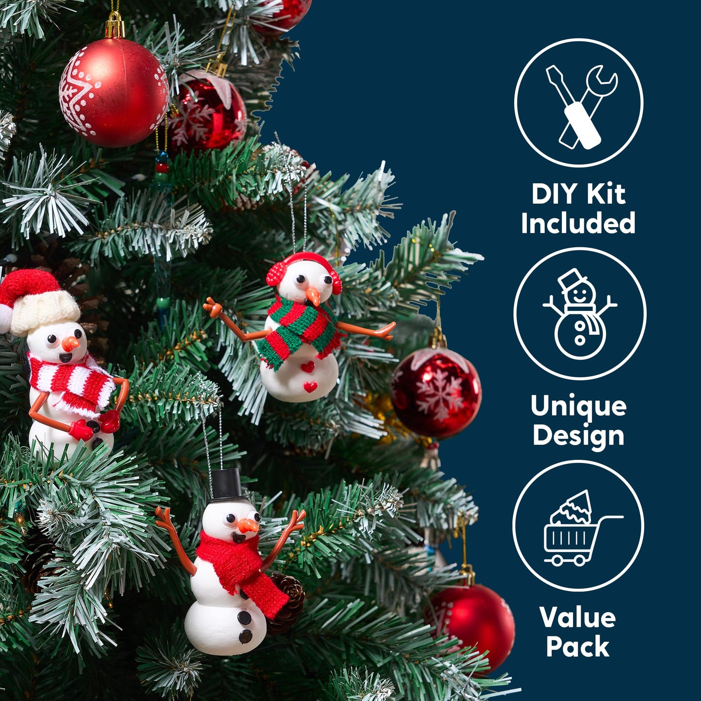 JOYIN Christmas Build a Snowman Craft Kit, 3 Pack Modeling Clay DIY Make a Snowman Kit for Christmas Arts and Craft Activities, Xmas Gift Stocking Stuffers for Kids, School Funny Toy Party Favor - Medaid International