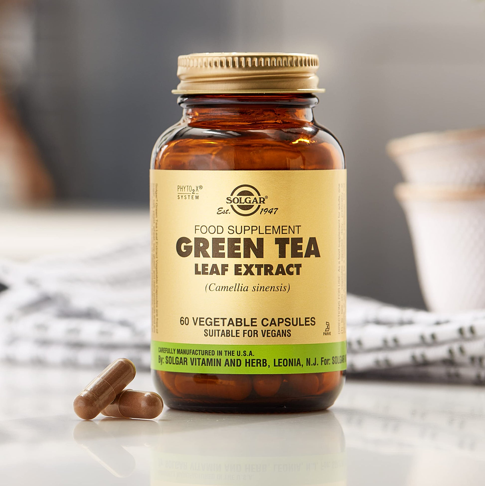 Solgar Standardized Full Potency Green Tea Leaf Extract Vegetable Capsules, 60 Count - Medaid International