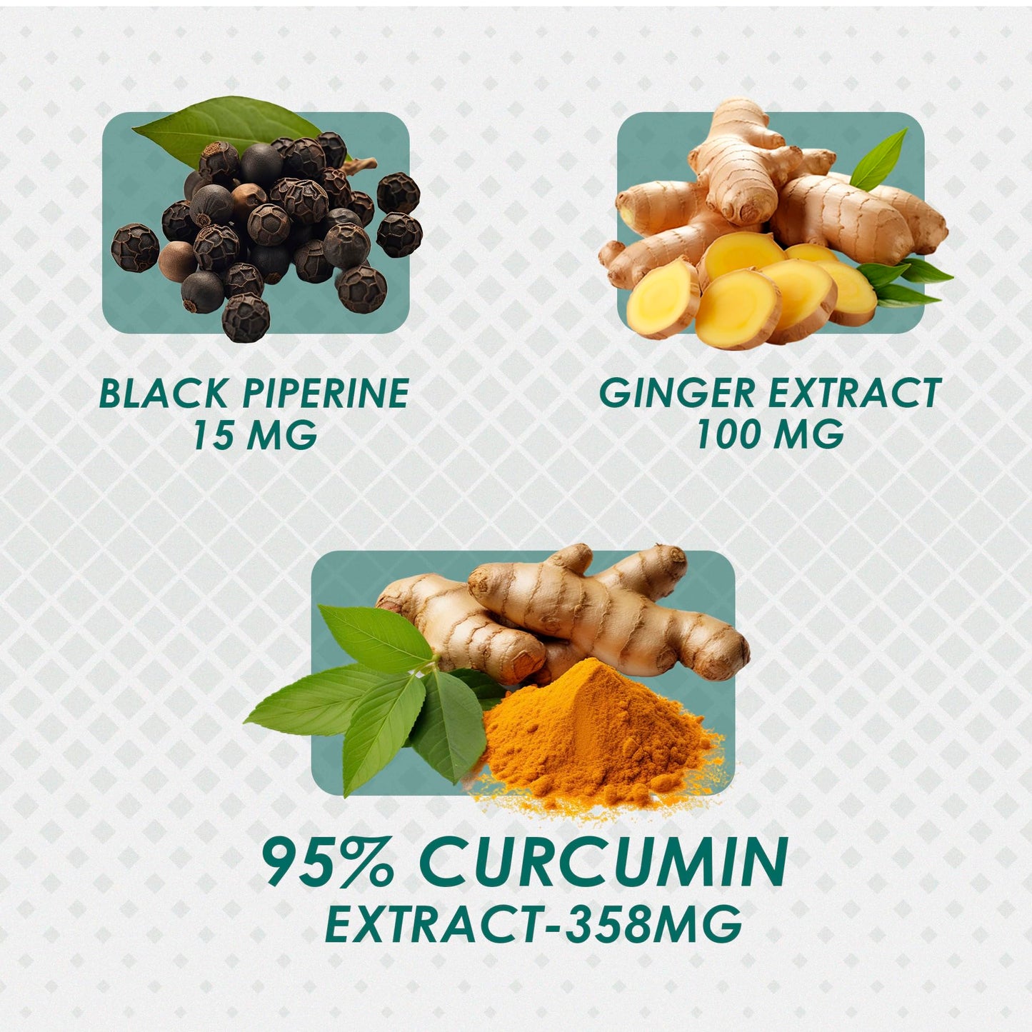 AMBROSIAL Curcumin with Piperine (Black Pepper) & Ginger | (Pack of 1-60 Capsules) - Medaid International