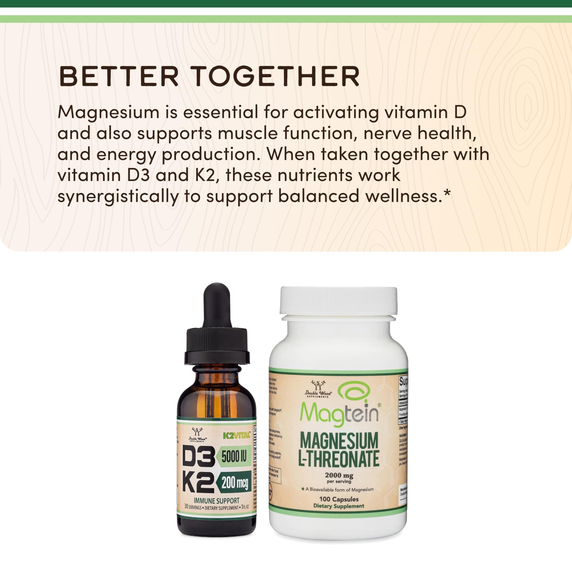 Vitamin D3 K2 5,000 IU Liquid Drops (5,000 IU of D3 and 200mcg of 99.9% All-Trans Patented K2 MK-7 (K2Vital)) Max Absorption Liquid Vitamin D Drops (30 Servings) by Double Wood - Medaid International