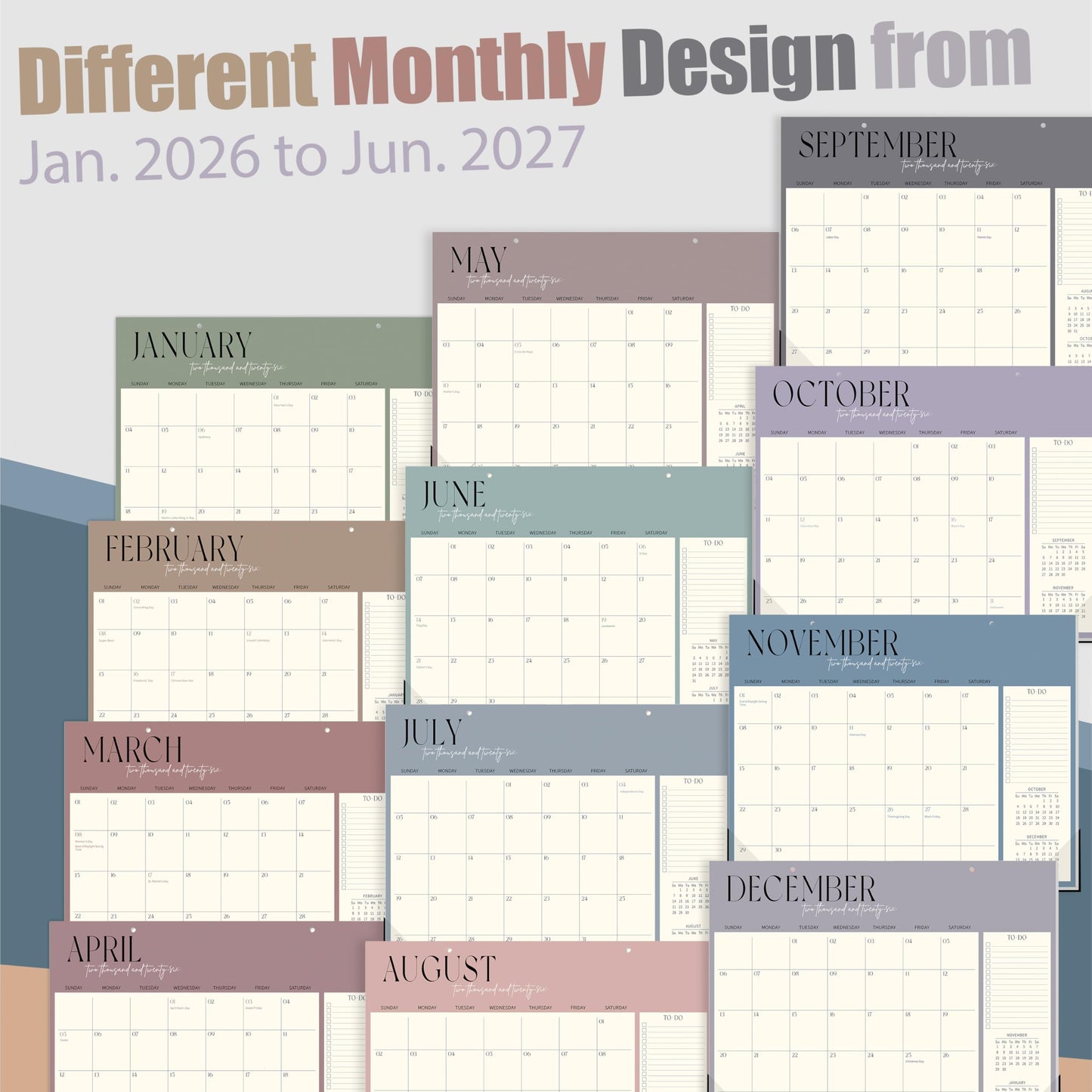 Guasslee Desk Calendar 2026-2027, 18-Month School Year Desk/Wall Calendar, 2026 Jan-2027 Jun., 14" X 11" Monthly Planner With Thick Paper For Office Home School Organizing - Medaid International