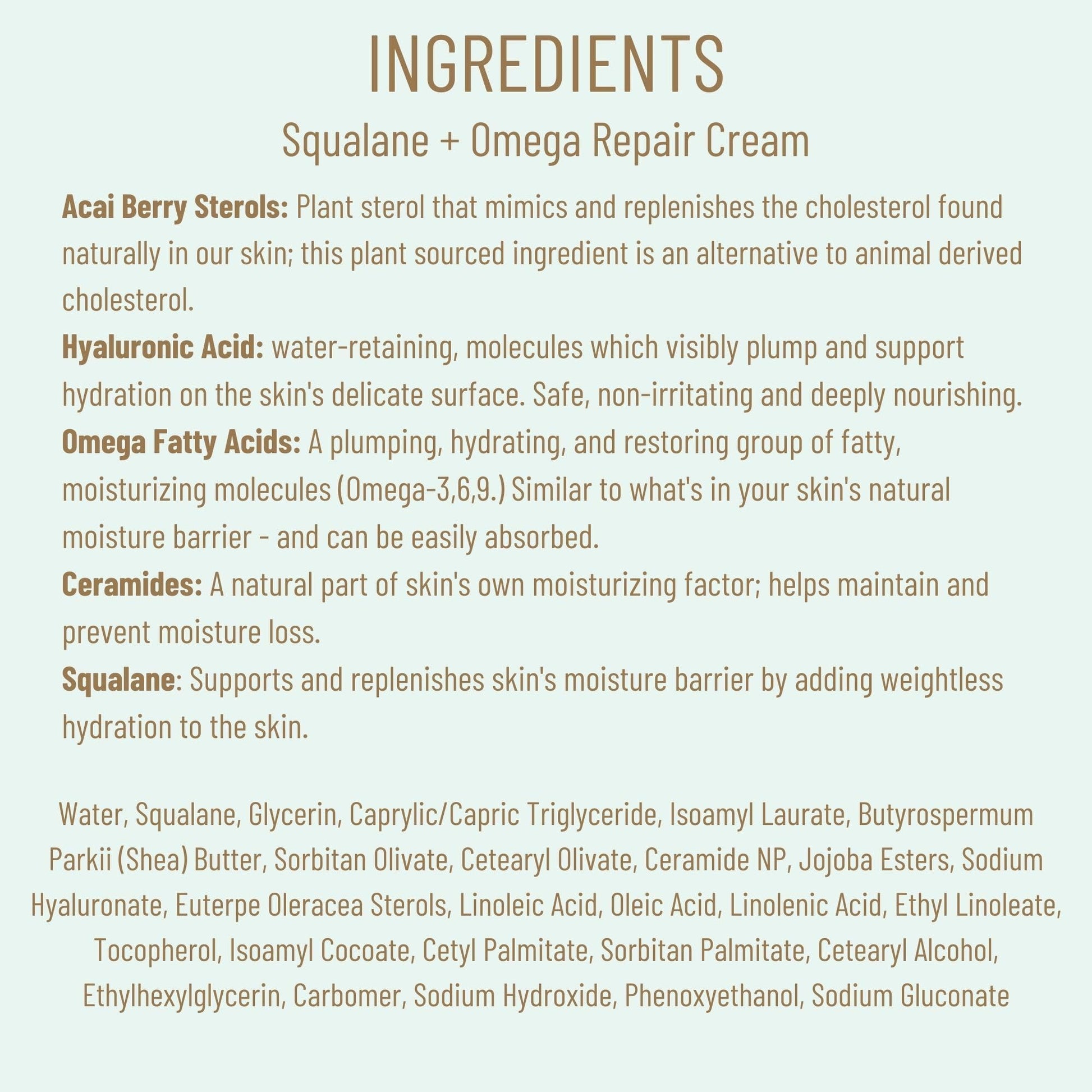 BIOSSANCE Squalane + Omega Repair Cream - Ultra-Moisturizing Face Cream - Skin Care with Hyaluronic Acid, Ceramides, Squalane - Ideal for Dry & Sensitive Skin, Intense Hydration Moisturizer - 1.7oz - Medaid International