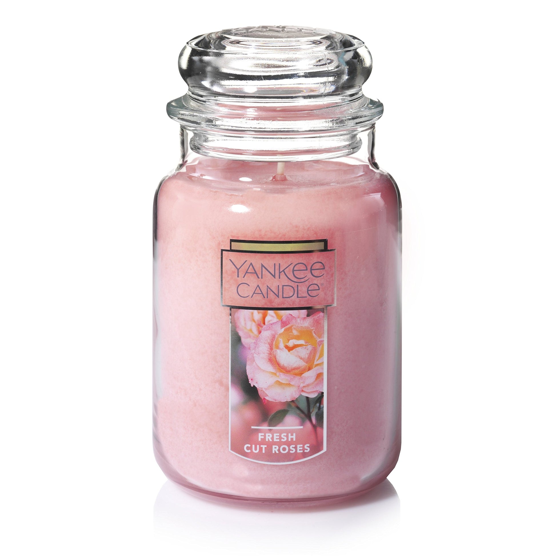 Yankee Candle Fresh Cut Roses Scented Premium 22oz Single Wick Candle Over 110 Hours of Long-Lasting Aroma Ideal for Home Decor Gifting and Events Classic Large Jar Pink - Medaid International