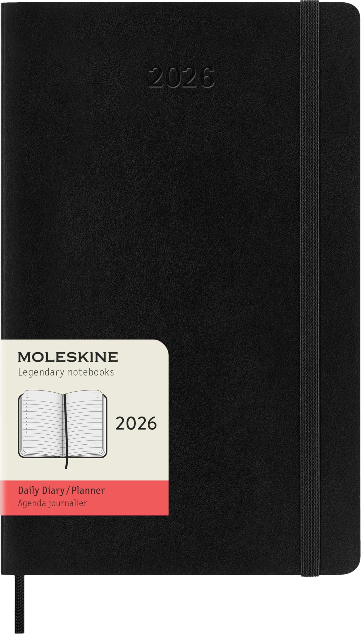 Moleskine Classic 12 Month 2026 Daily Planner, Soft Cover, Large (5" x 8.25"), Black, 400 pages - Medaid International