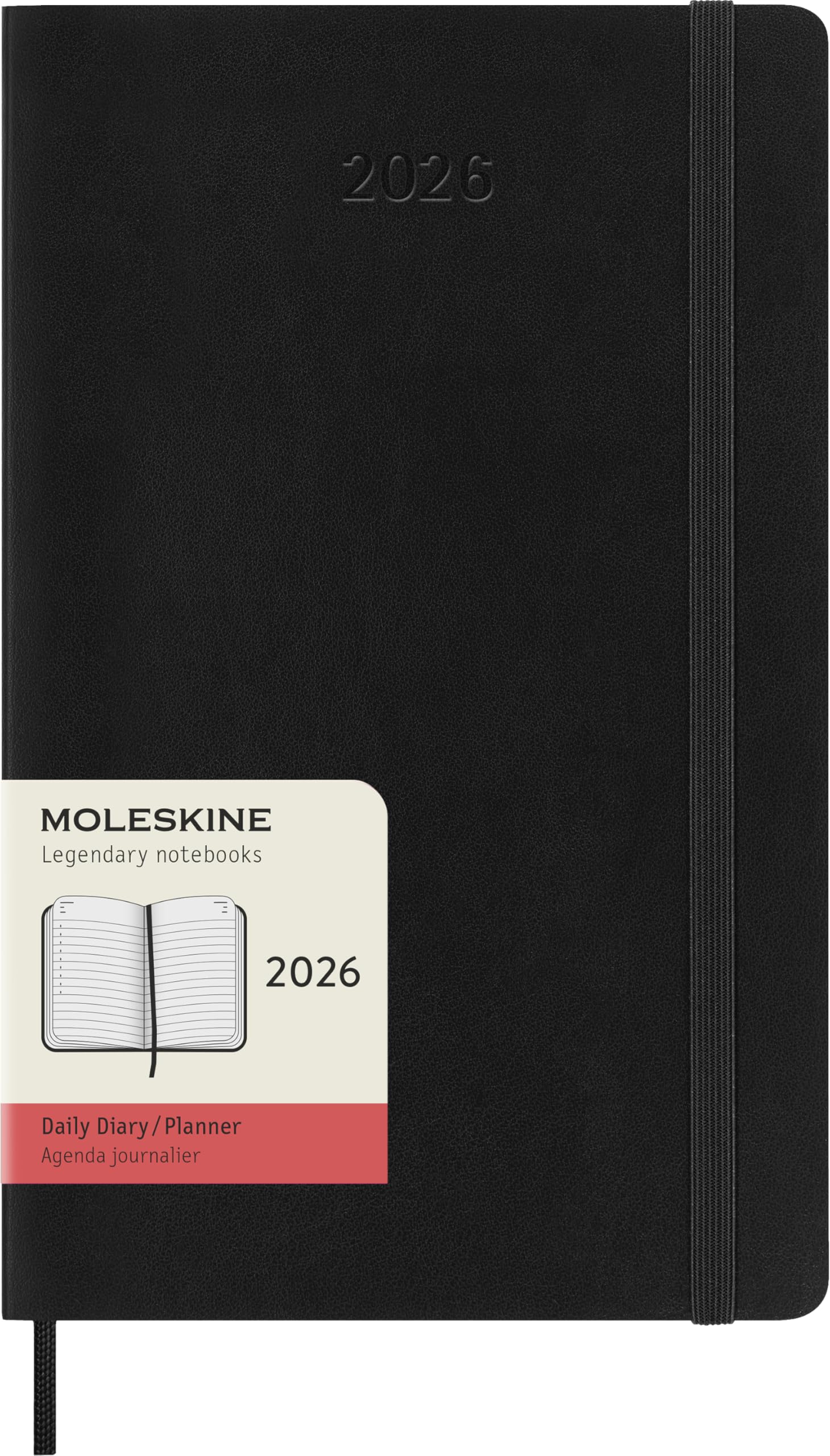 Moleskine Classic 12 Month 2026 Daily Planner, Soft Cover, Large (5" x 8.25"), Black, 400 pages - Medaid International