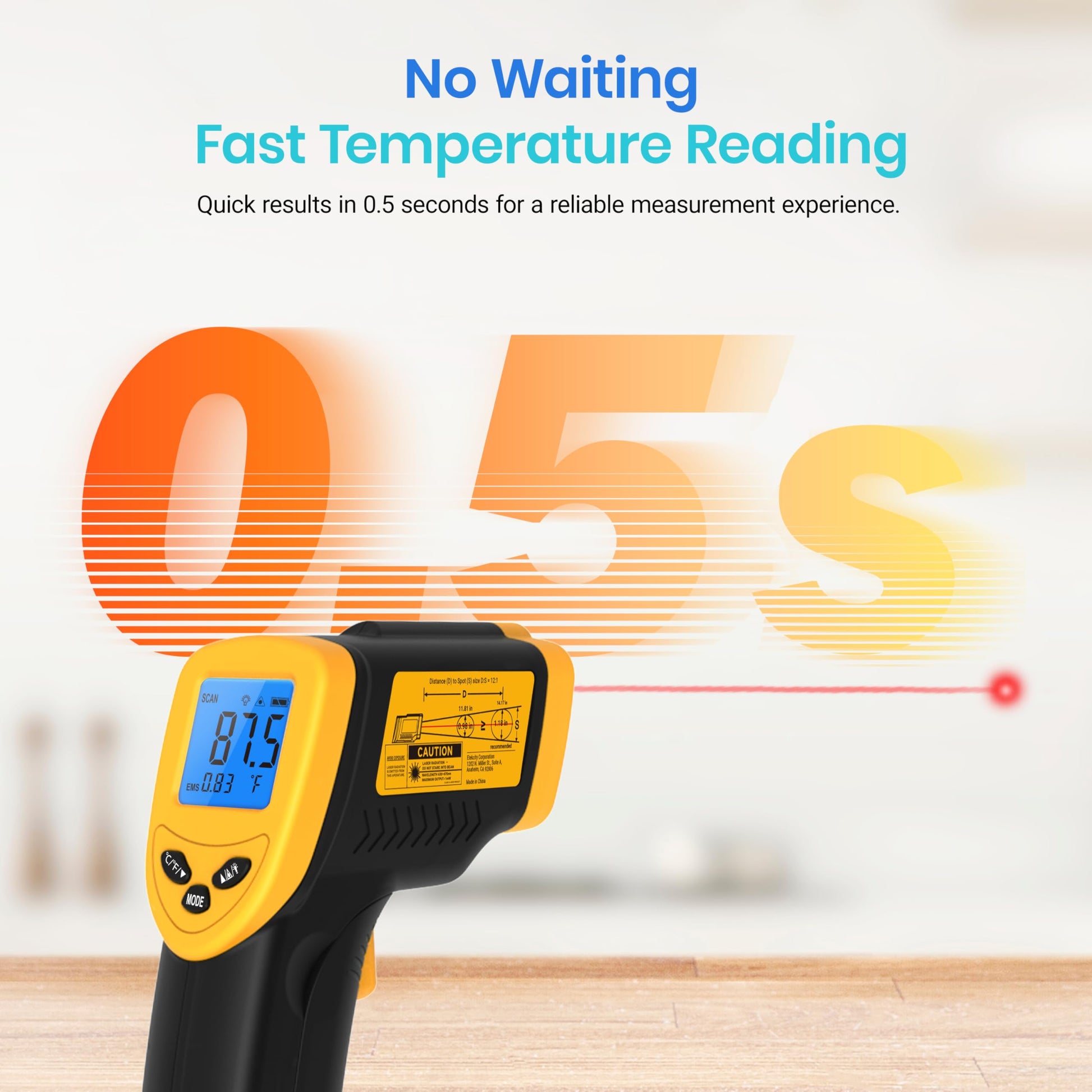 Etekcity Infrared Thermometer Laser Temperature Gun 774, Meat Food Candy Oven Thermometer for Griddle Accessories, Heat Gun for Cooking Refrigerator Tools, Yellow - Medaid International