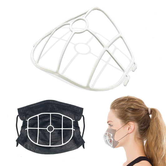 3D Face Mask Bracket, upgrade hook design, inner support frame, more space for comfortable breathing, made of food-grade plastic, 5 Pack. - Medaid International