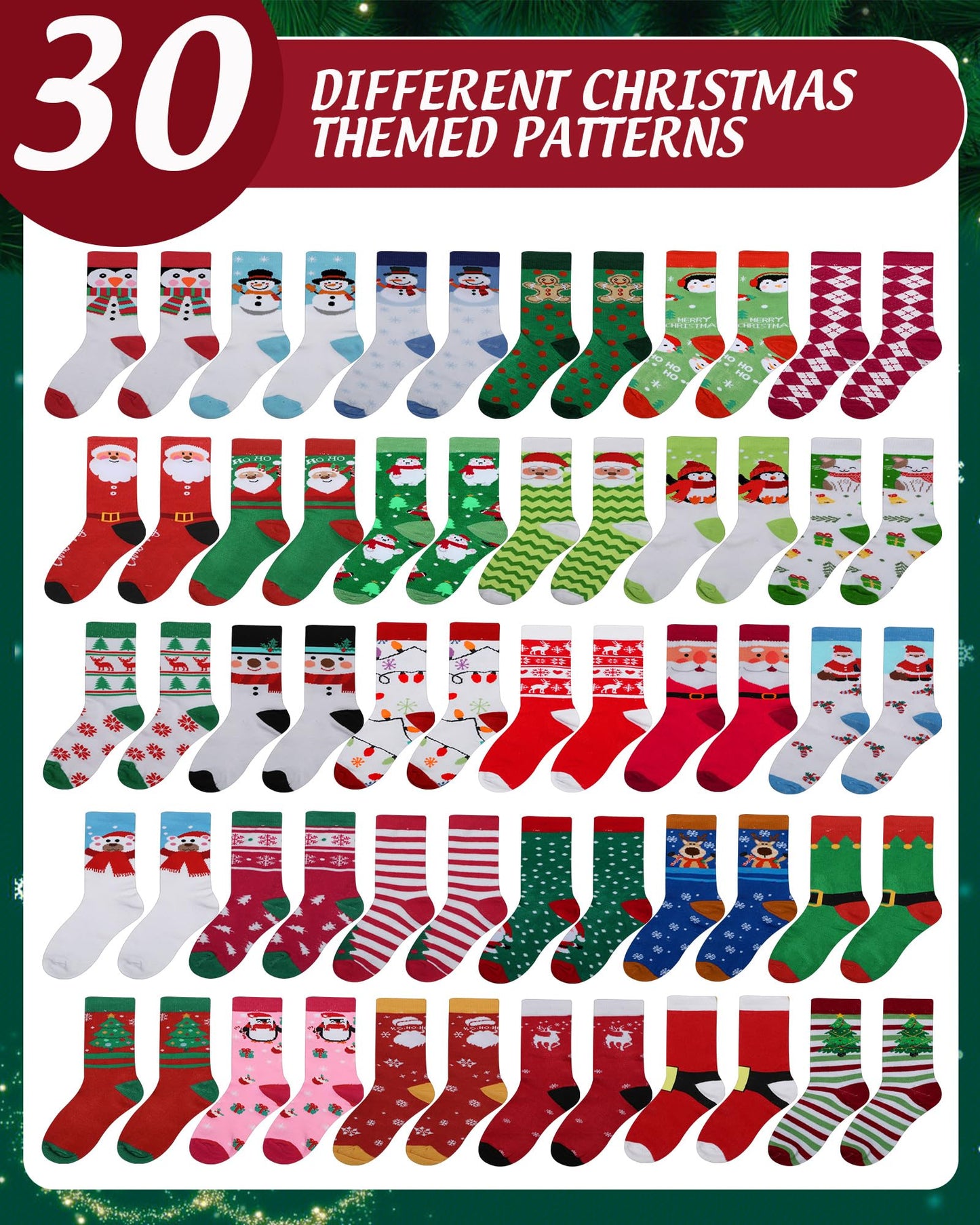 Neer 30 Pair Kid Christmas Socks Colorful Cute Creative Fancy Crew Fun Novelty Design Socks for Toddler Children Boys Girls(Suitable for Age 6-10,Lovely) - Medaid International