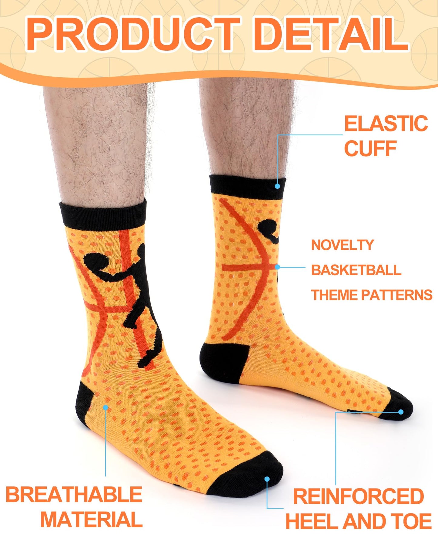 Shyyween 12 Pairs Funny Basketball Socks for Men Novelty Cotton Crew Socks Gift for Basketball Players Fans Coaches Team Favors Xmas Stocking Stuffers - Medaid International
