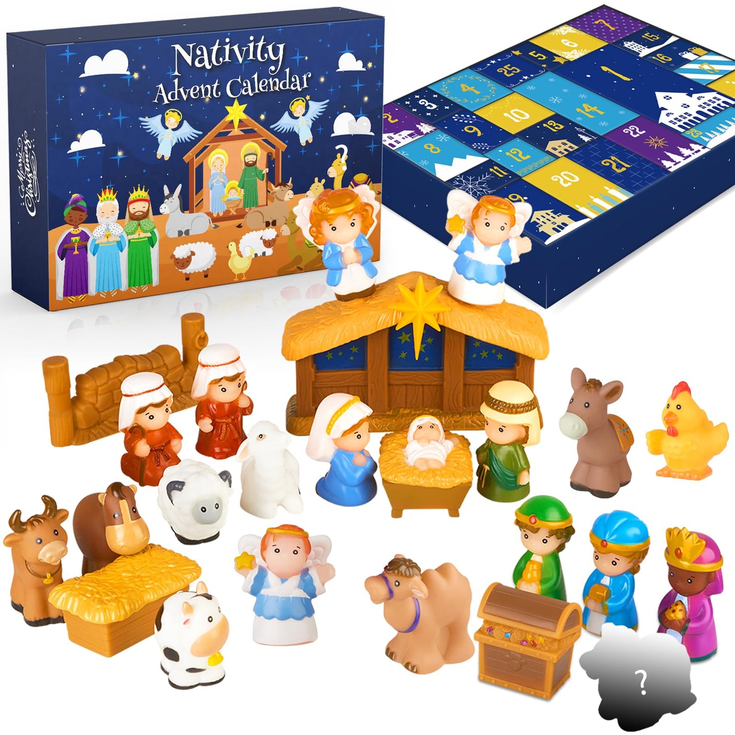 Nativity Advent Calendar 2025 Kids, Christmas Story Nativity Playset Christian Advent Calendar for Toddlers, Kids, Boys, Girls, 25pcs Nativity Scene Set Toys for Children Ages 1 2 3 4 5 6+ - Medaid International