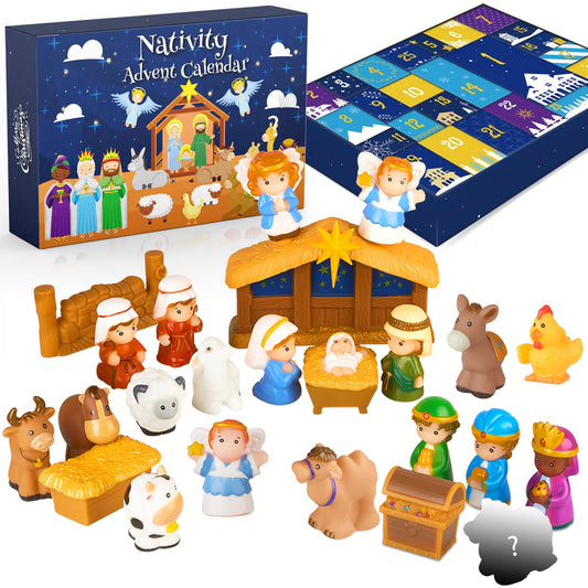 Nativity Advent Calendar 2025 Kids, Christmas Story Nativity Playset Christian Advent Calendar for Toddlers, Kids, Boys, Girls, 25pcs Nativity Scene Set Toys for Children Ages 1 2 3 4 5 6+ - Medaid International