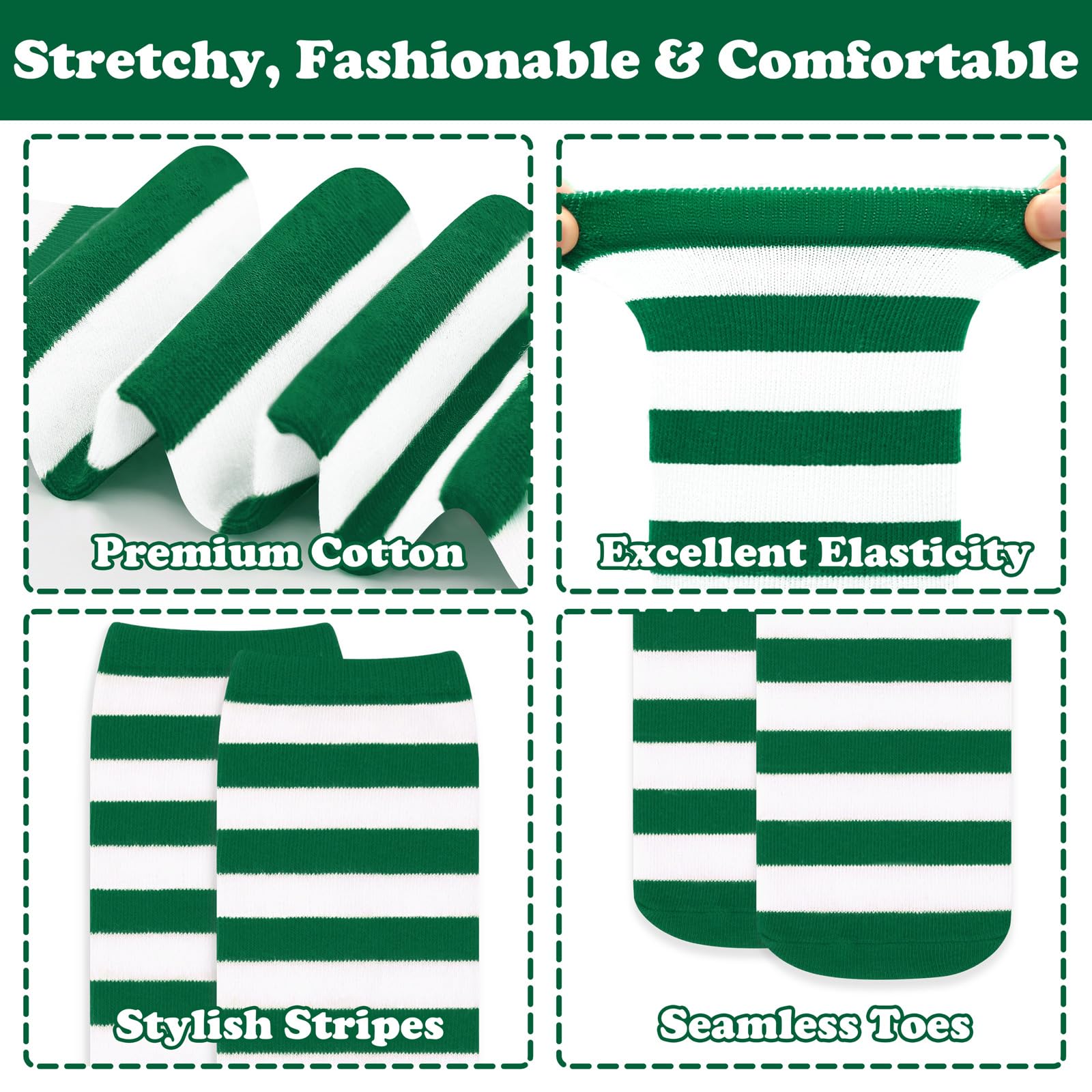 Green and White Striped Socks Kids Christmas Socks for Kids Long Sock for Girls Christmas Sock Xmas Stockings for Girls - Medaid International