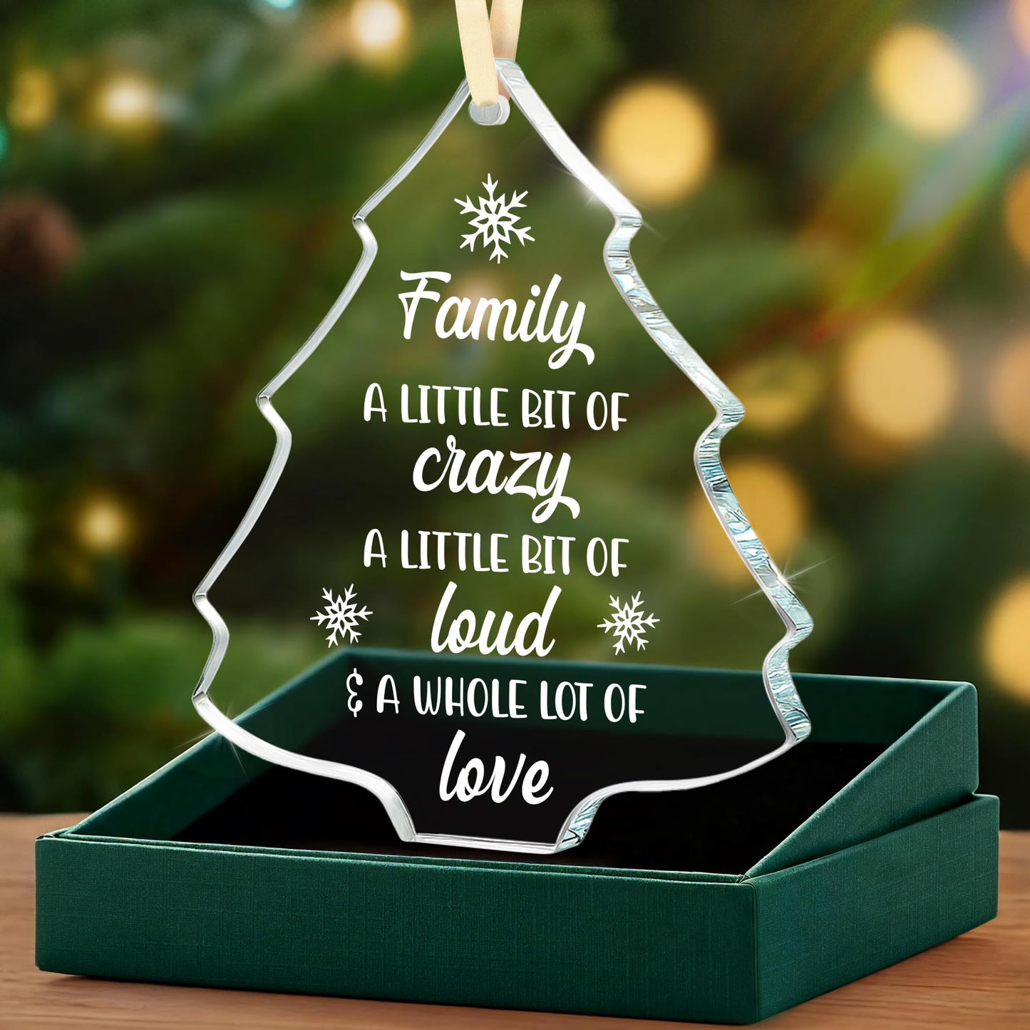 Family Christmas Ornament 2025 – “A Little Bit of Crazy, A Little Bit of Loud & A Whole Lot of Love” Glass Tree Ornament, Family Holiday Gift, Christmas Tree Decor for Mom, Dad - Medaid International