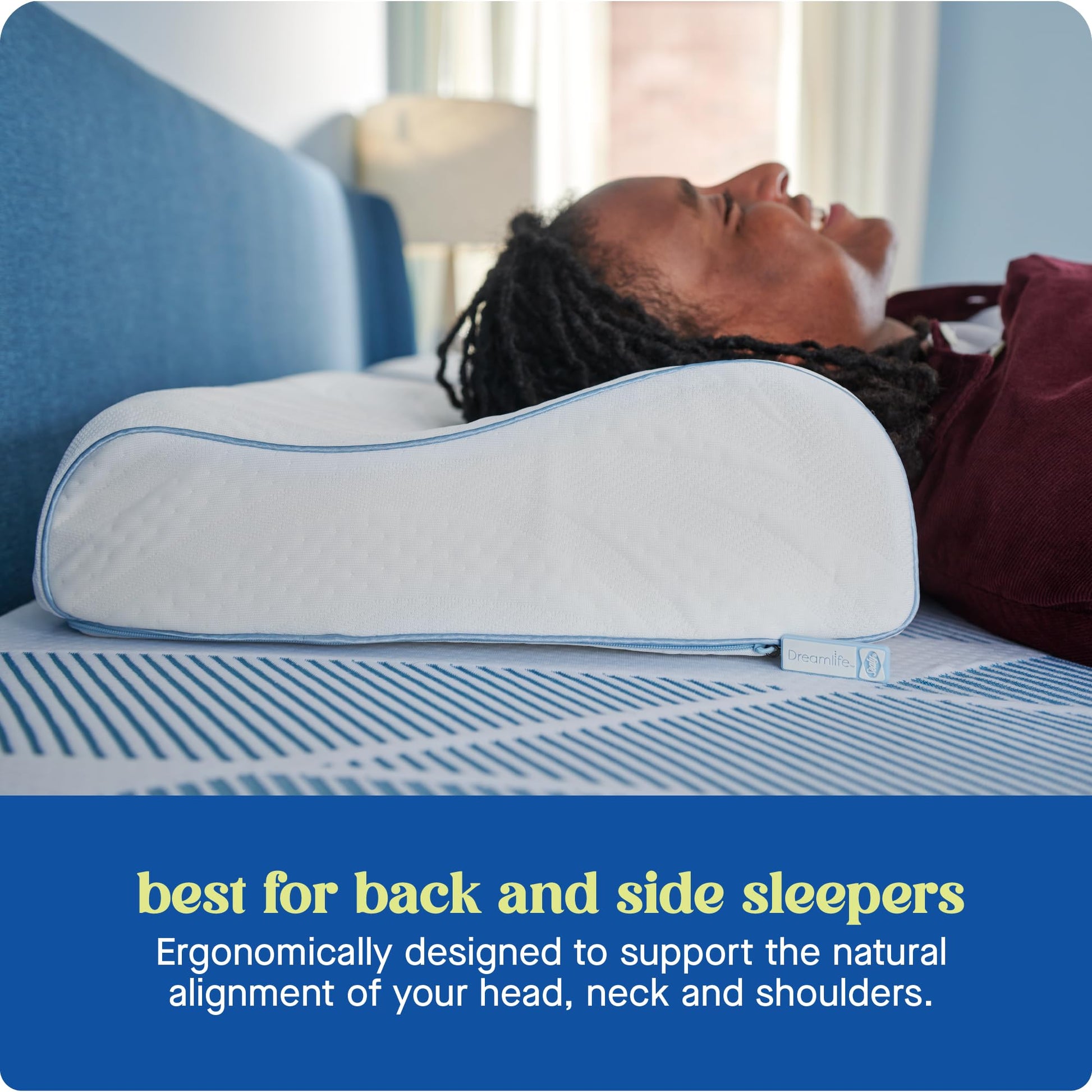 SEALY Dreamlife Standard Size Contour Memory Foam Pillow with Surface Guard Technology, Removable Machine-Washable Cover, 1 Year Limited Warranty - Medaid International