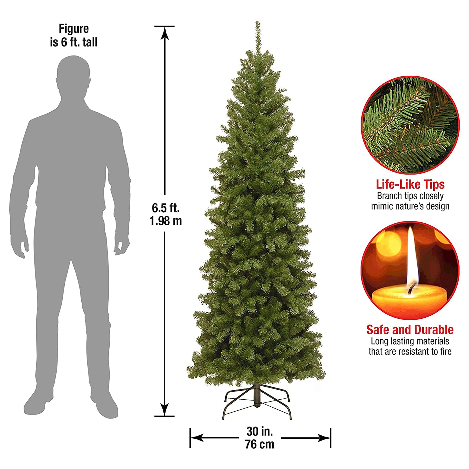 National Tree Company 6.5 ft Unlit North Valley Spruce Slim Artificial Christmas Tree, 832 Tips, Includes Stand, Green - Medaid International