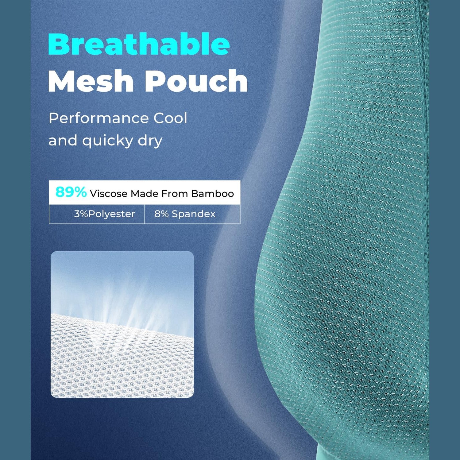 BAMBOO COOL Mens Trunks Underwear Performance Breathable Mesh Fly Zone Moisture-Wicking(4 Pack) - Medaid International